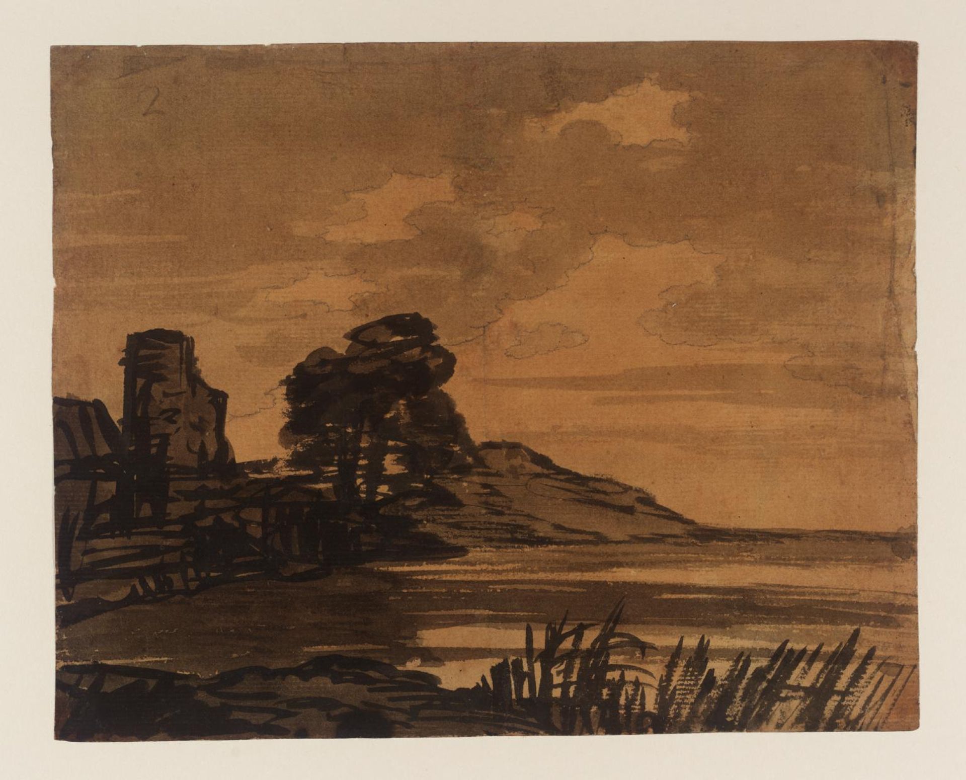 Coast Line with Ruined Tower to Left by Alexander Cozens