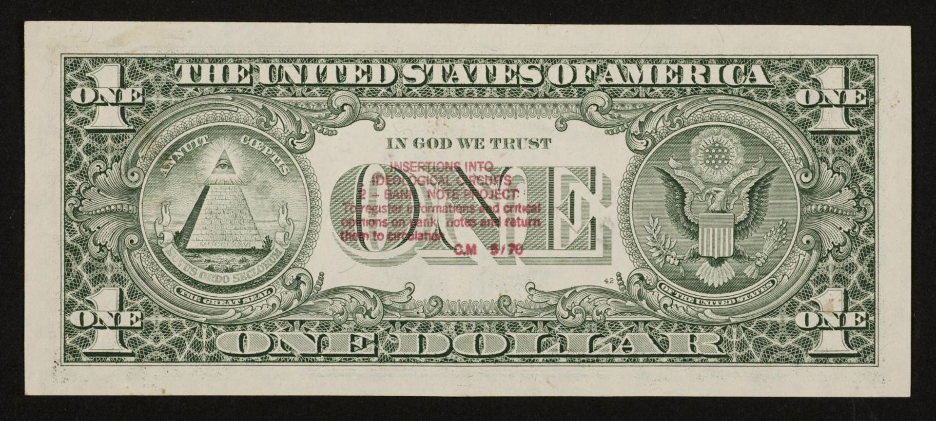 Insertions into Ideological Circuits 2: Banknote Project by Cildo Meireles