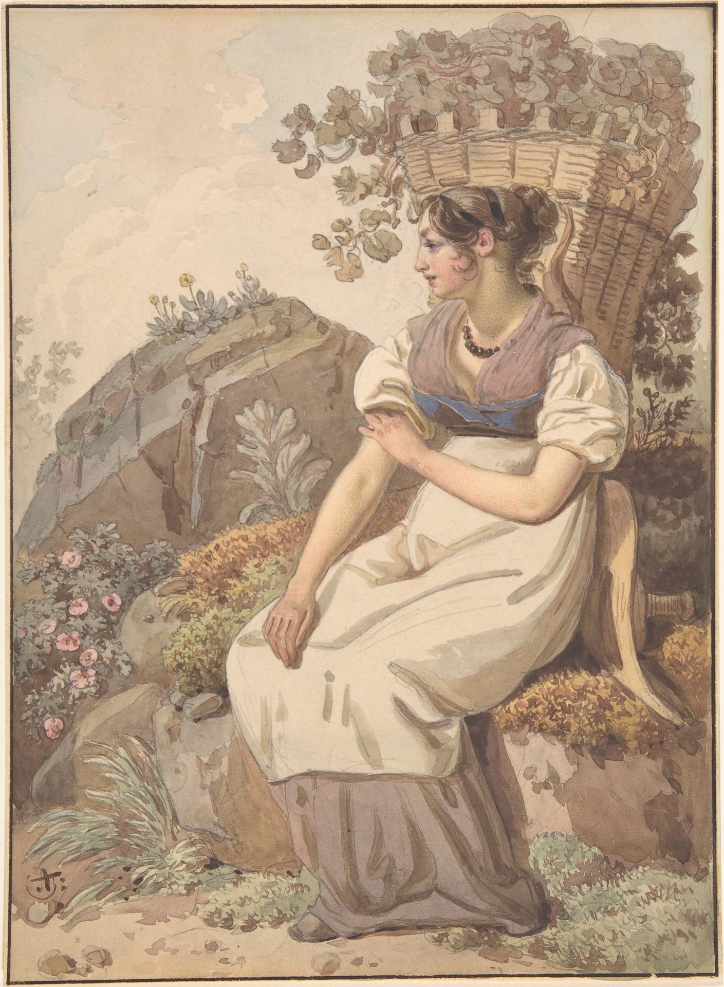 Young Woman in the Vaudois after the Grape Harvest by Wolfgang Adam Töpffer