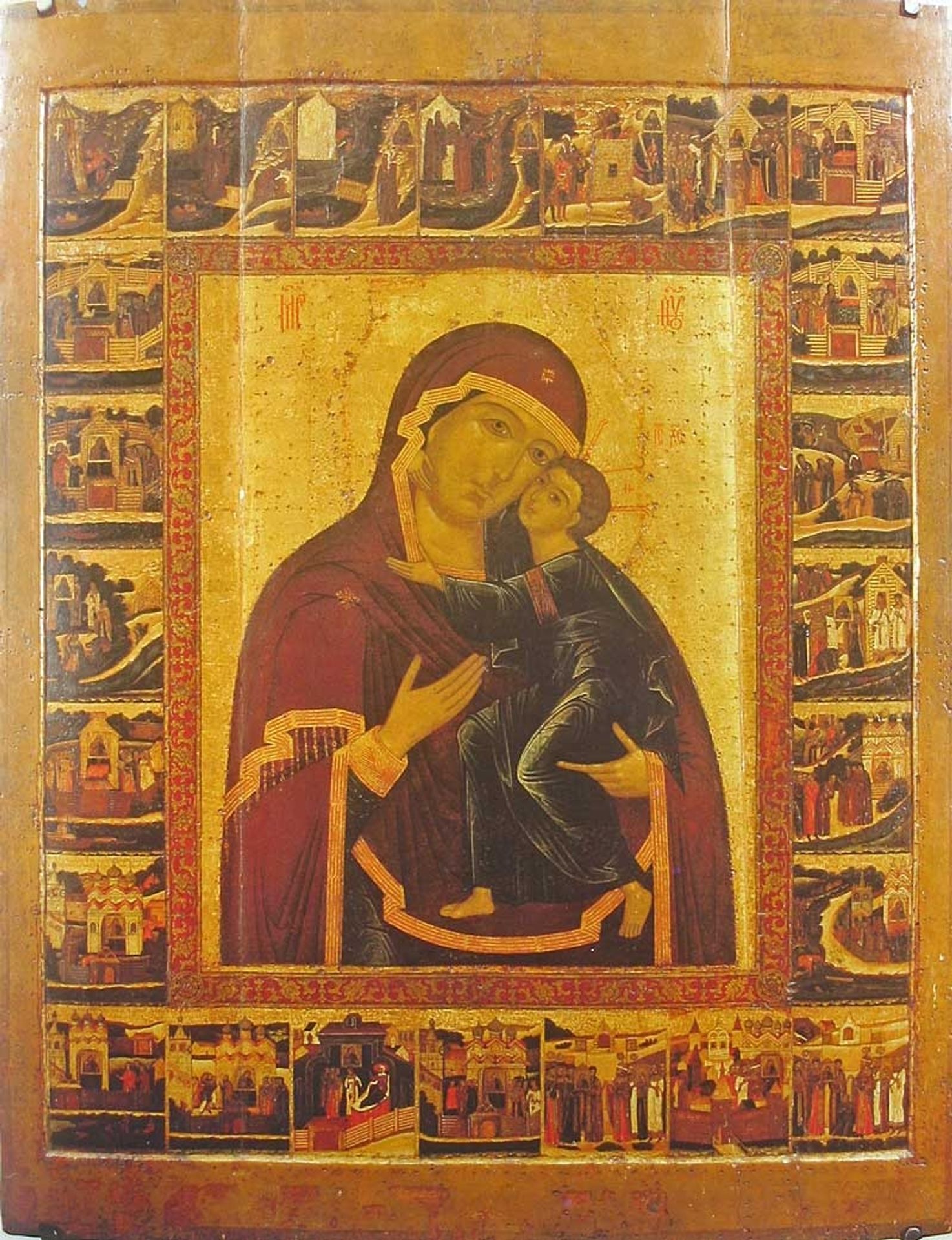 Theotokos of Tolga with a depiction of Tolga Monastery's history by Orthodox Icons