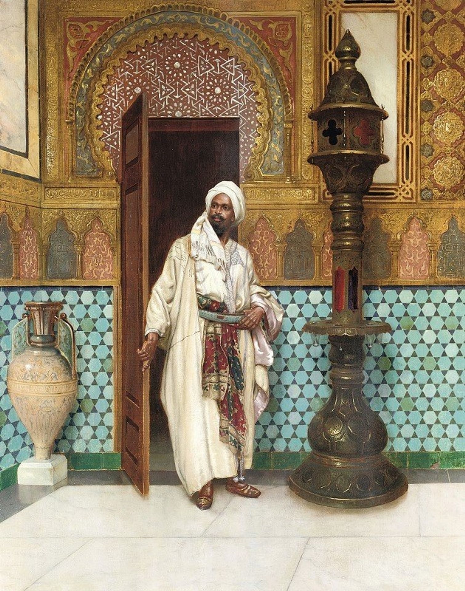 An elegant chieftain in his palace by Rudolf Ernst