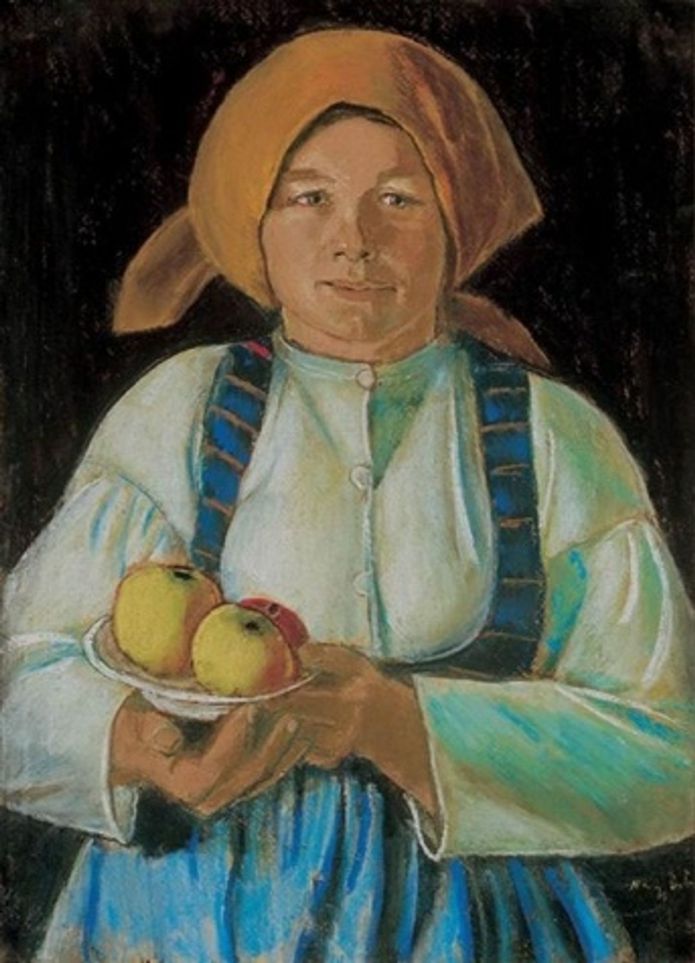 Young wife keeping apples by Istvan Nagy