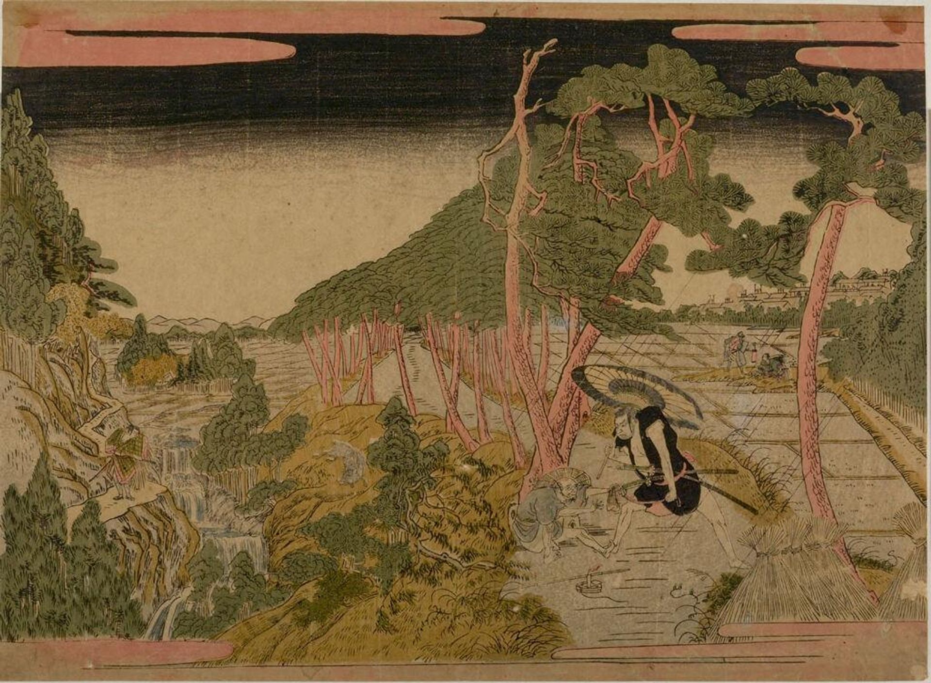 Perspective View (Uki-e) of Sadakuro Killing Yeichibei, from the Treasury of Loyal Retainers (ChÅ«shingura) by Utagawa Toyoharu