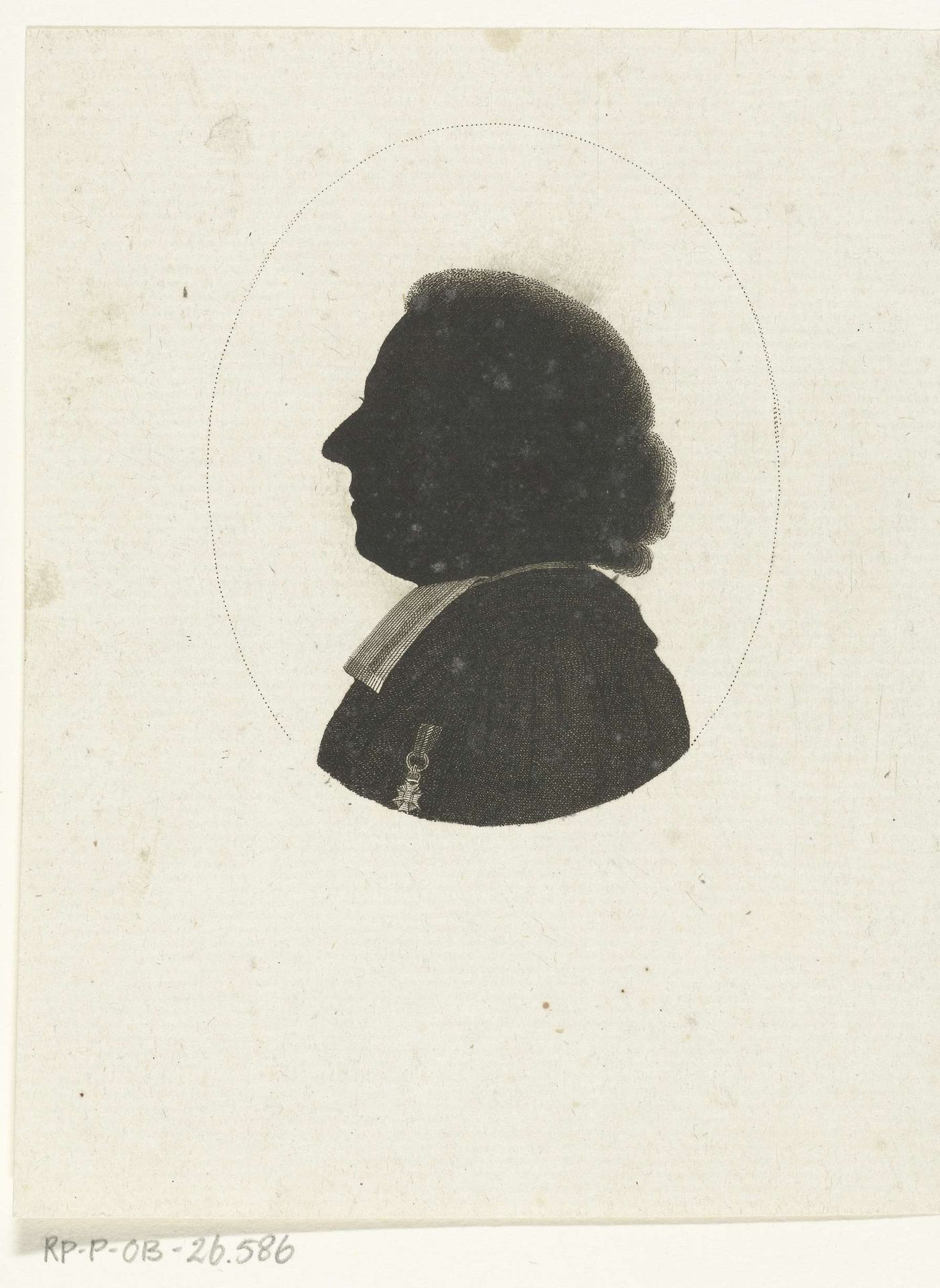 Silhouetportret van onbekende predikant by Johannes Christiaan Bendorp