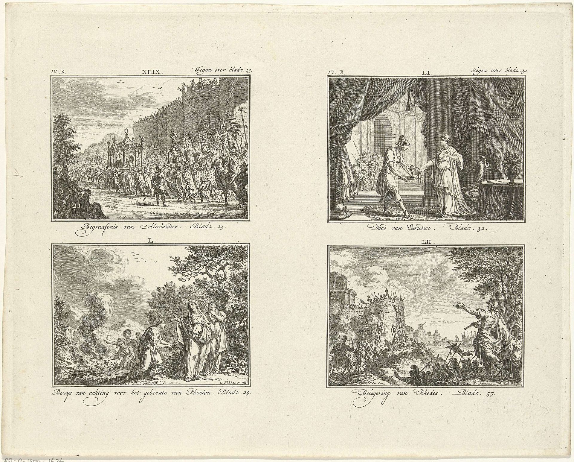 Vier voorstellingen uit de klassieke geschiedenis by Simon Fokke