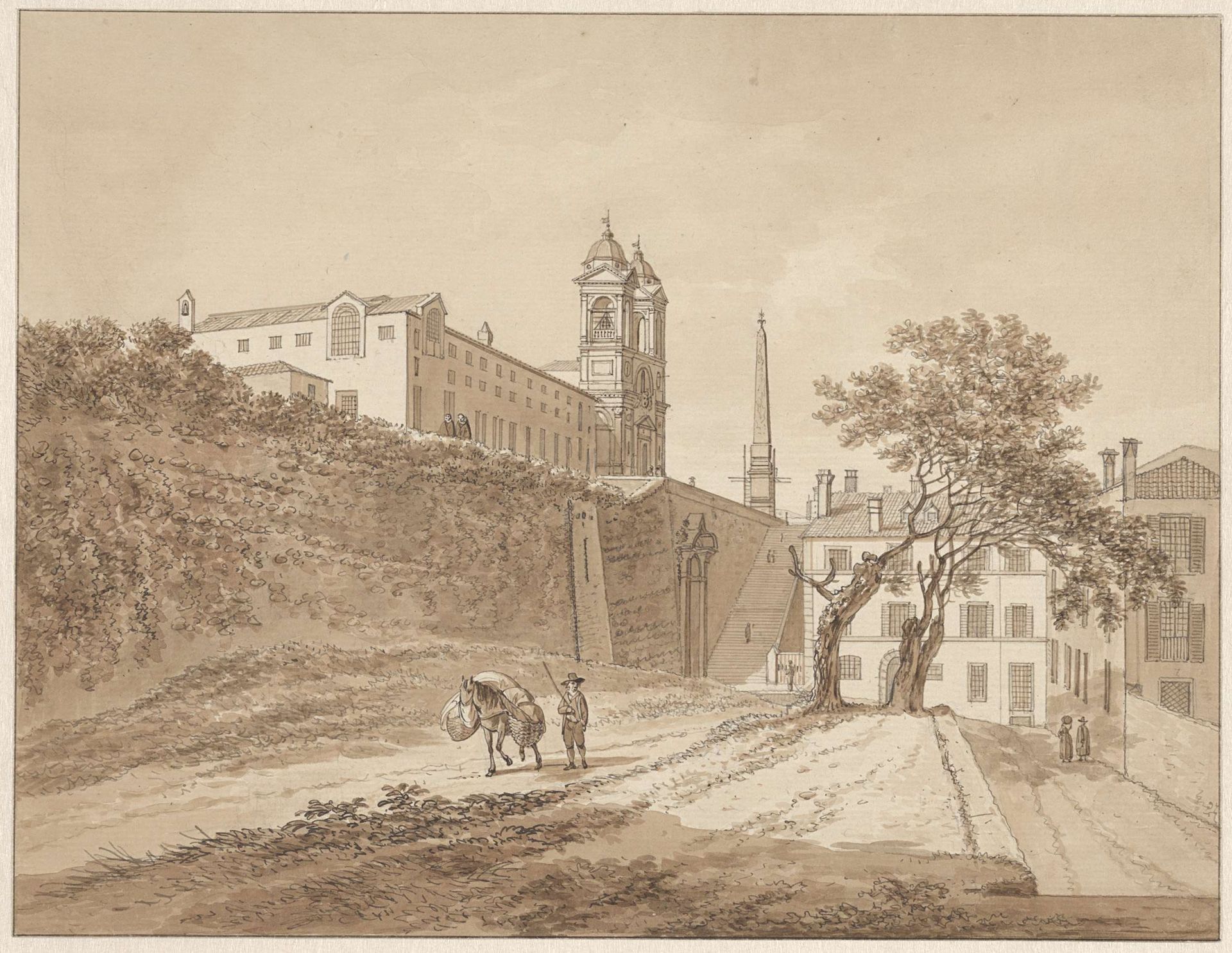 De kerk van de Trinità dei Monti in Rome by Daniël Dupré