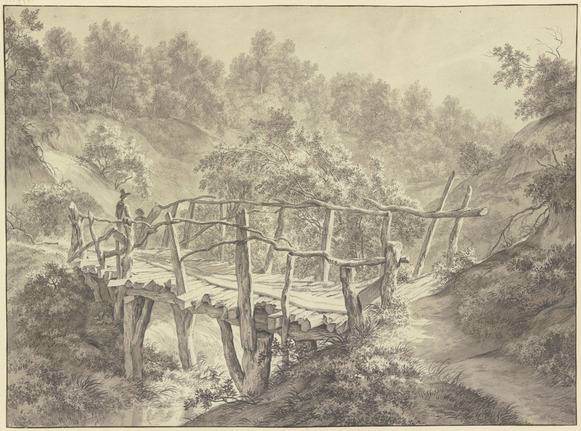 The Swiss Bridge at Elswout Manor by Franciscus Andreas Milatz