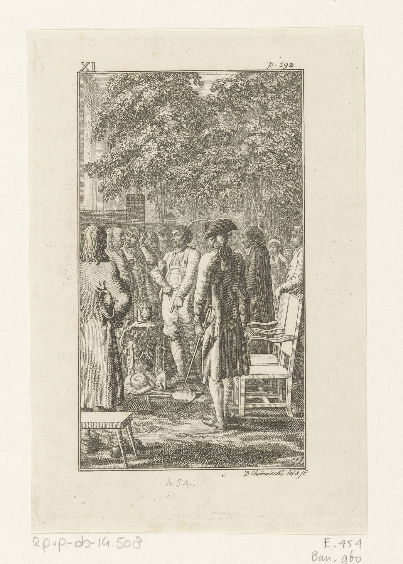 Bewijsstukken worden getoond by Daniel Nikolaus Chodowiecki