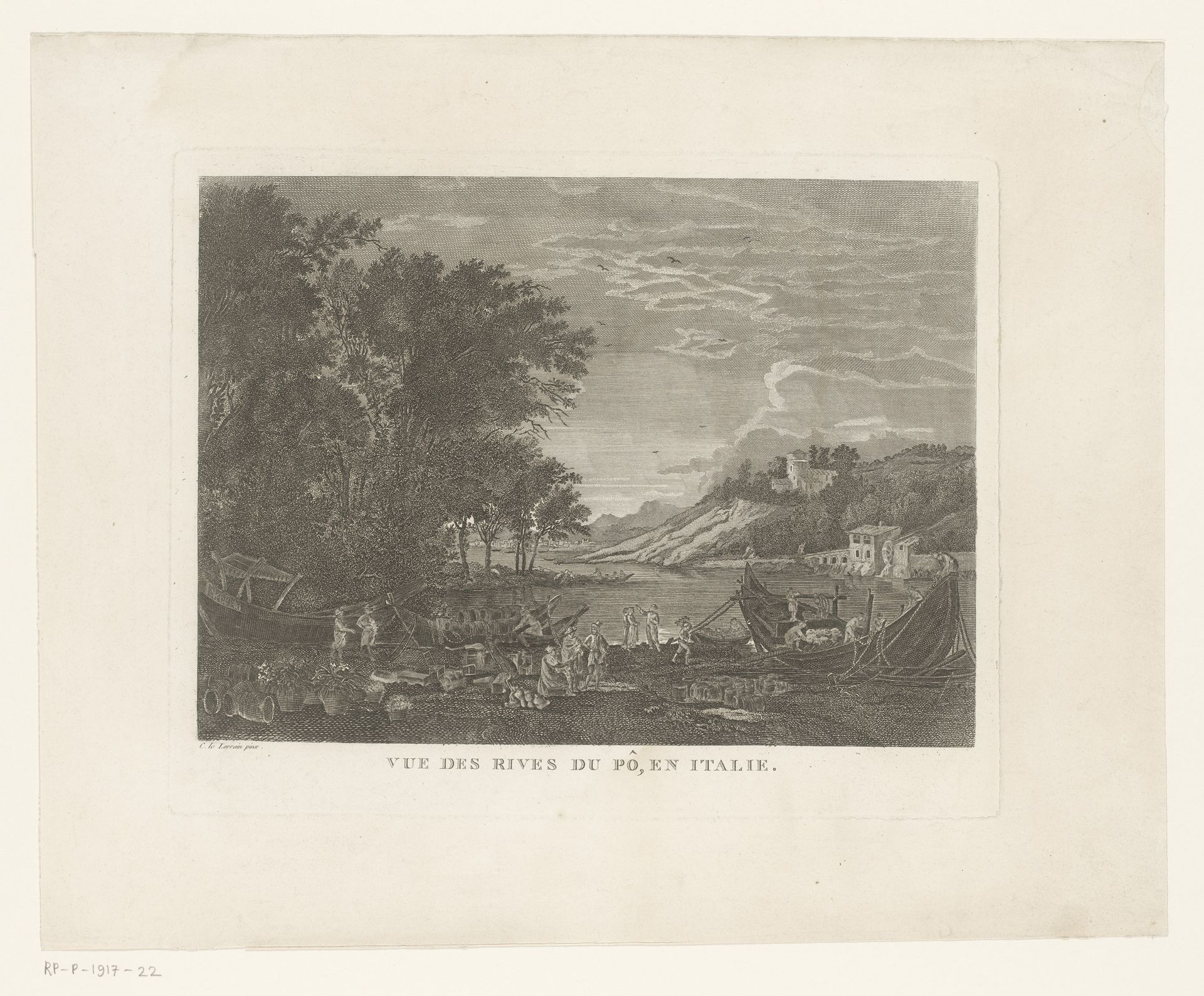 Gezicht op de oevers van de Po in Italie by Anonymous