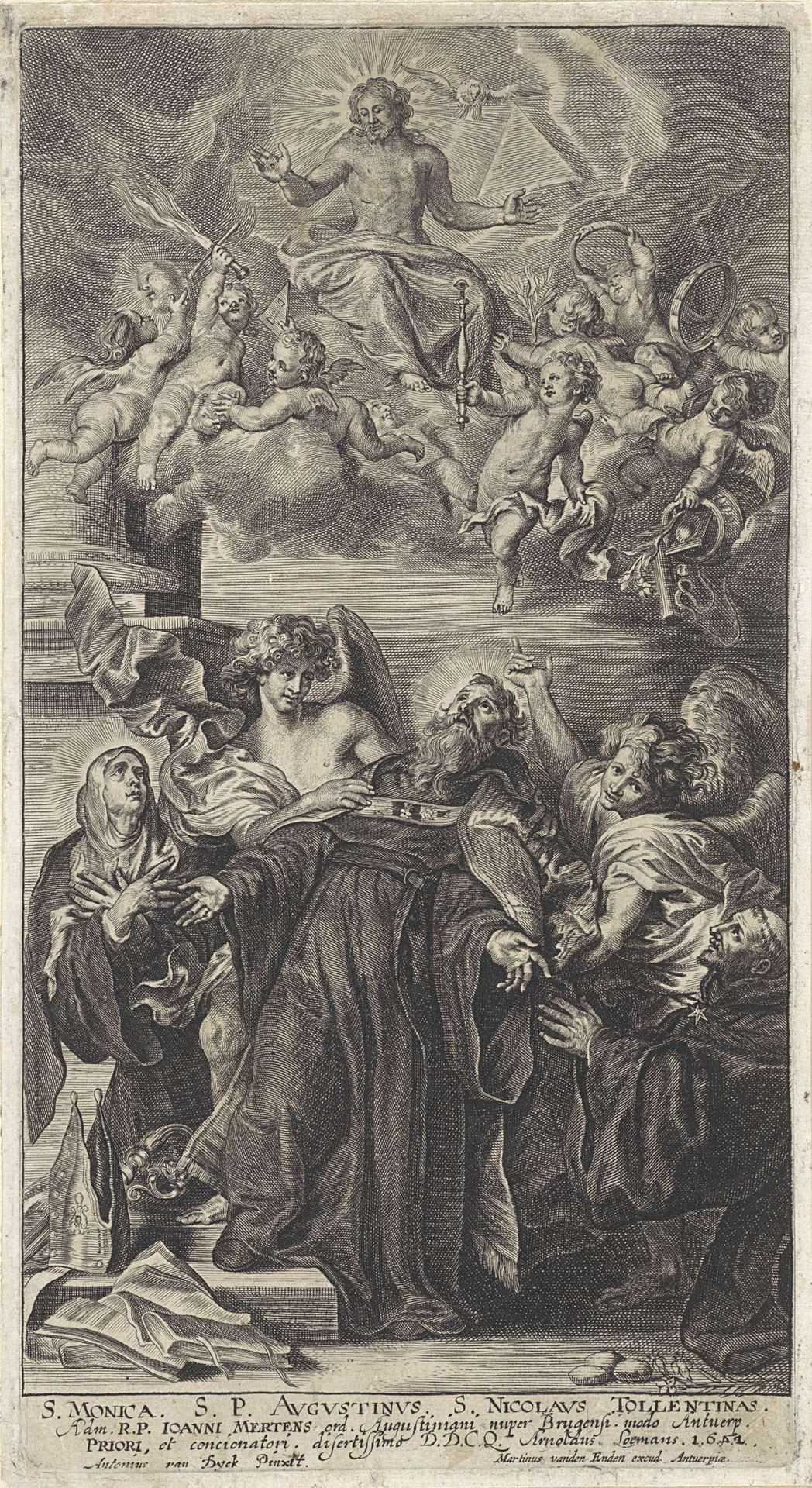Visioen van de H. Augustinus van Hippo met de H. Monica en de H. Nicolaas van Tolentino by Arnold Loemans