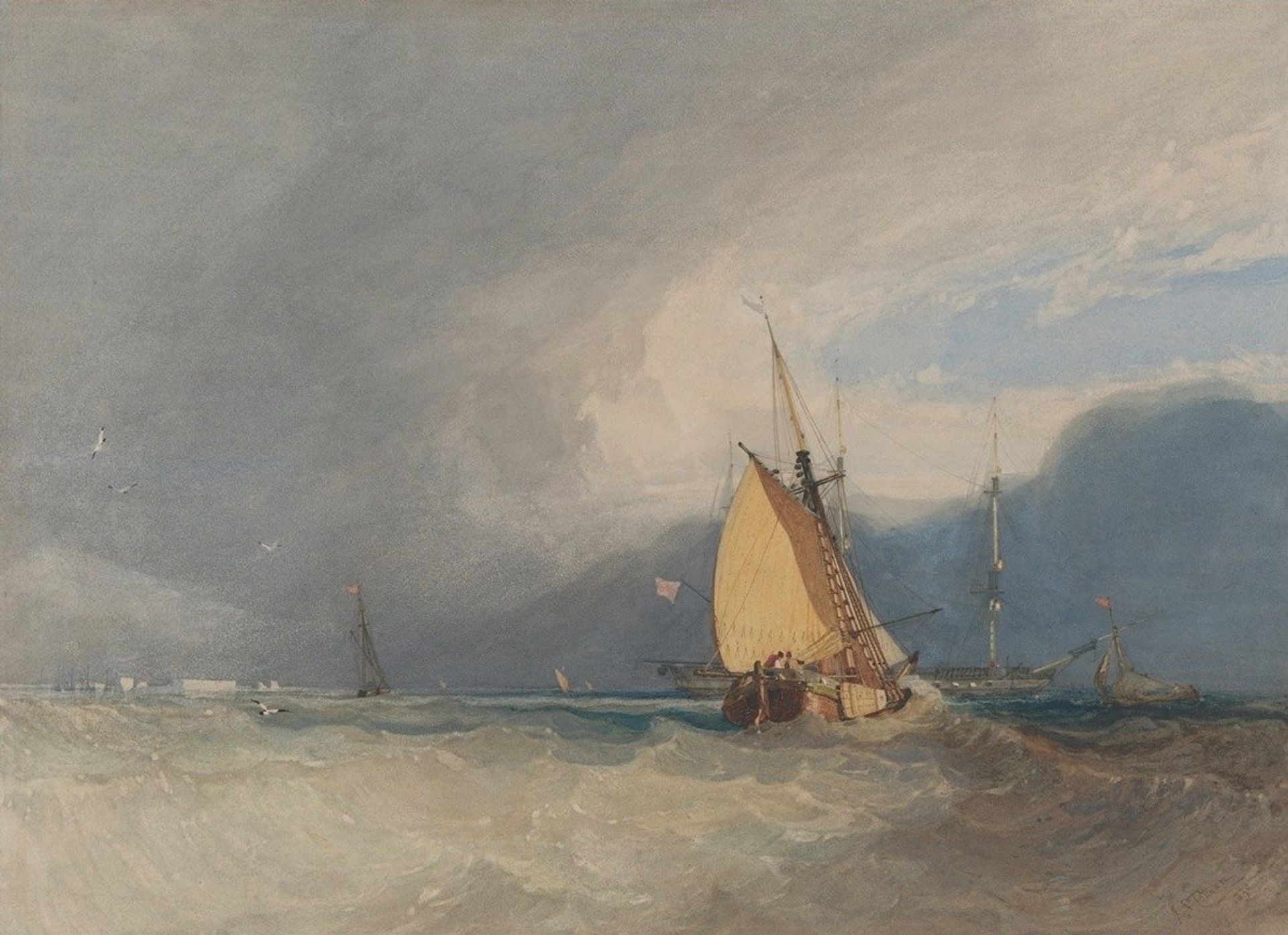 Boats off the Coast, Storm Approaching by John Sell Cotman