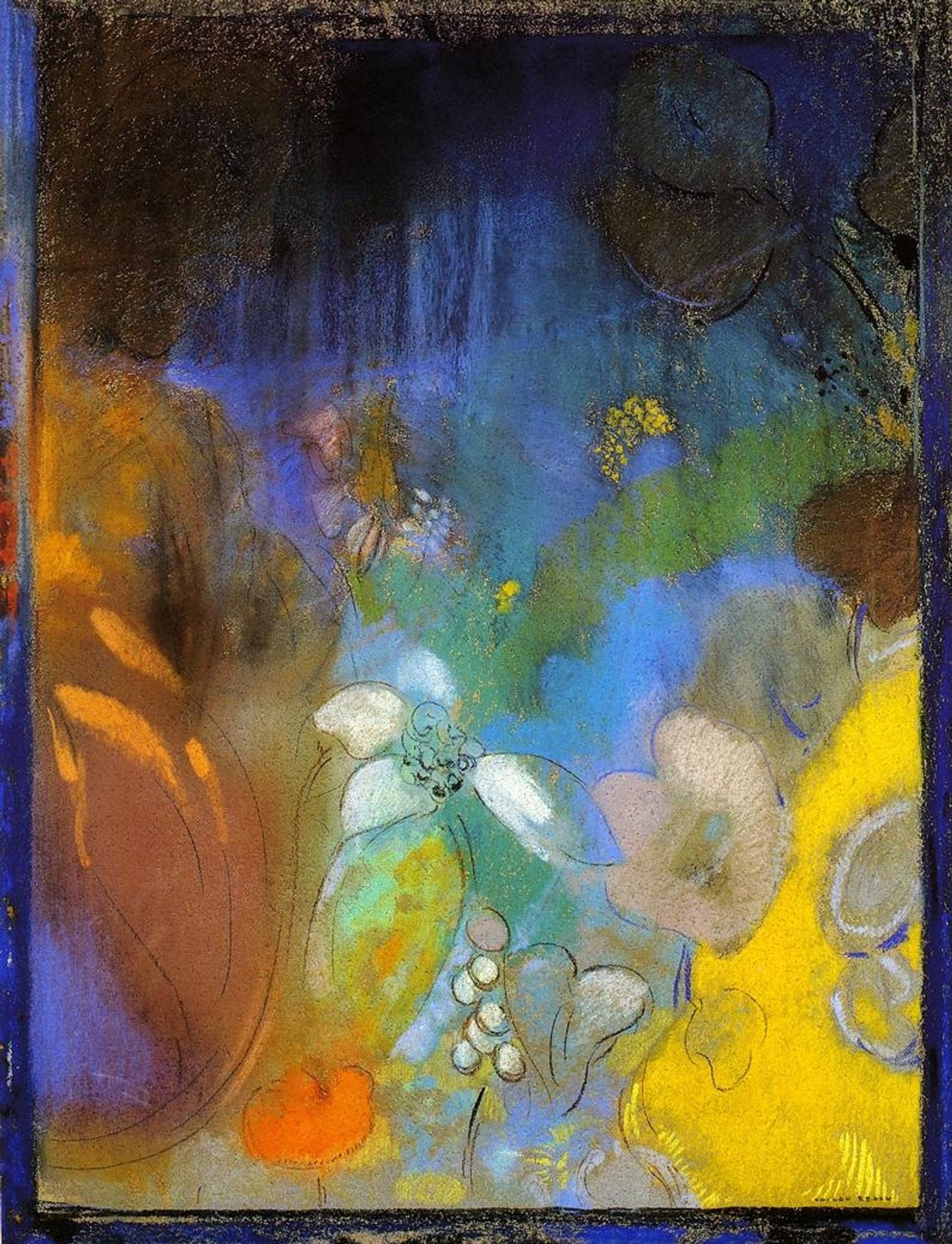 Woman in Profile with Flowers by Odilon Redon