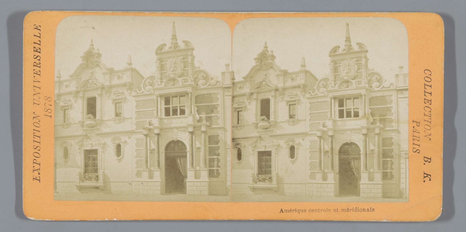 Paviljoens van Midden- en Zuid-Amerika (links) en Denemarken (rechts) op de Wereldtentoonstelling van 1878 by Adolphe Block