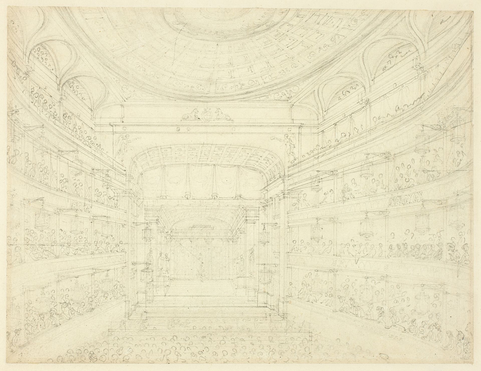 Study for New Covent Garden Theater, from Microcosm of London by Augustus Charles Pugin