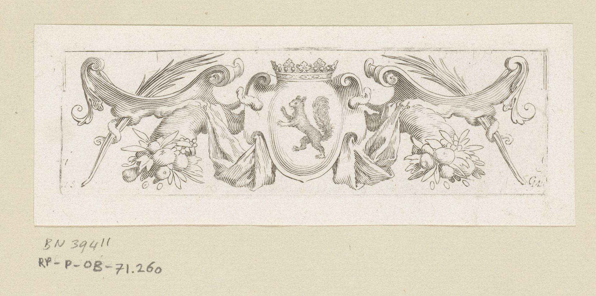 Vignet met het wapen van Nicolas Fouquet by Claude Mellan