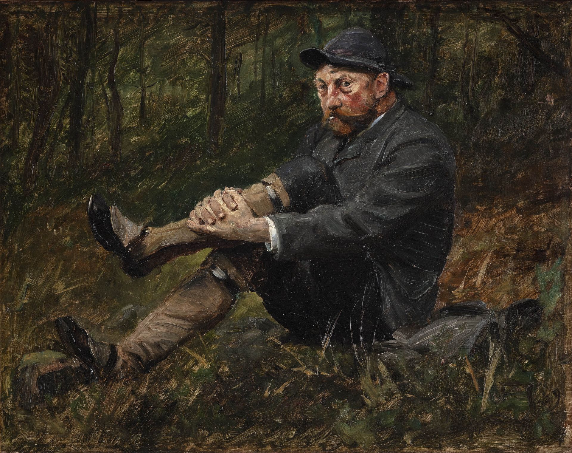 Arkitekten Thorvald Bindesbøll i en granskov på Kullen by August Jerndorff
