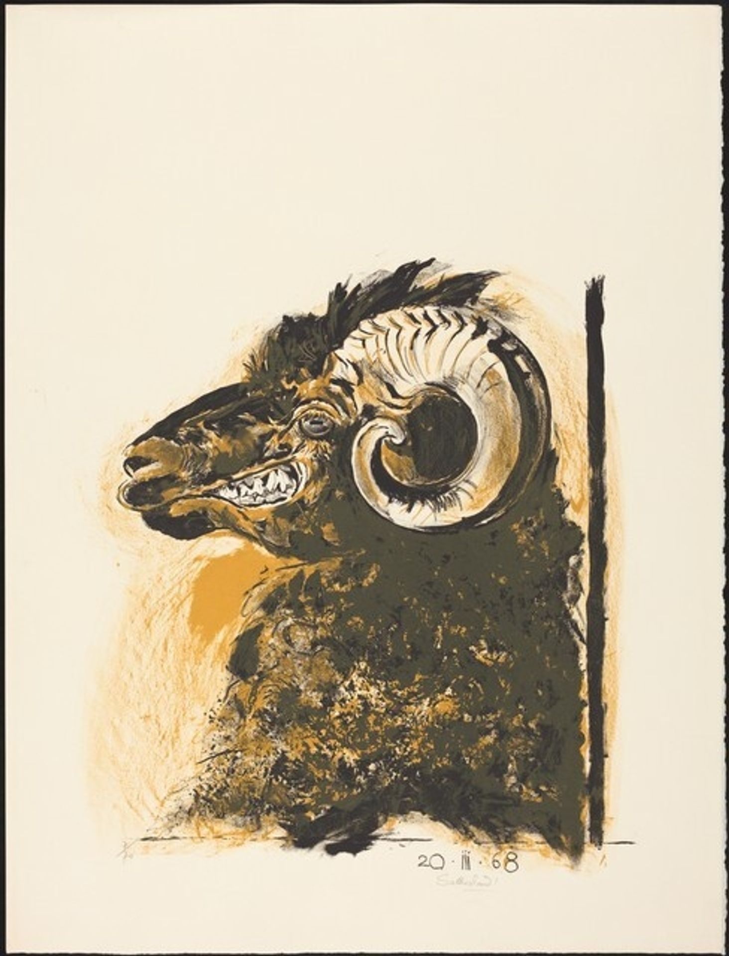 Ram's Head (facing left) by Graham Sutherland