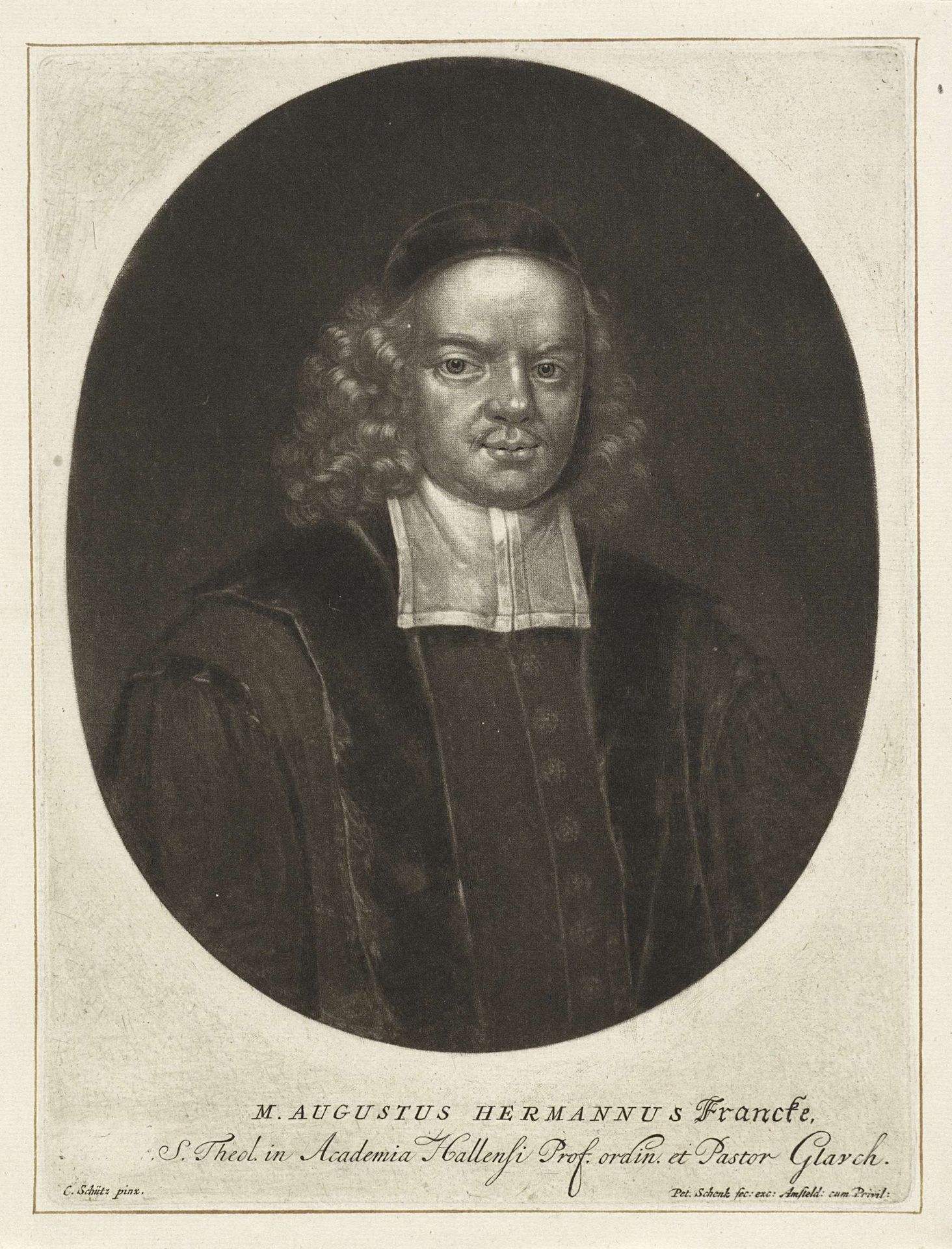 Portret van de theoloog en pedagoog August Hermann Francke by Pieter Schenk