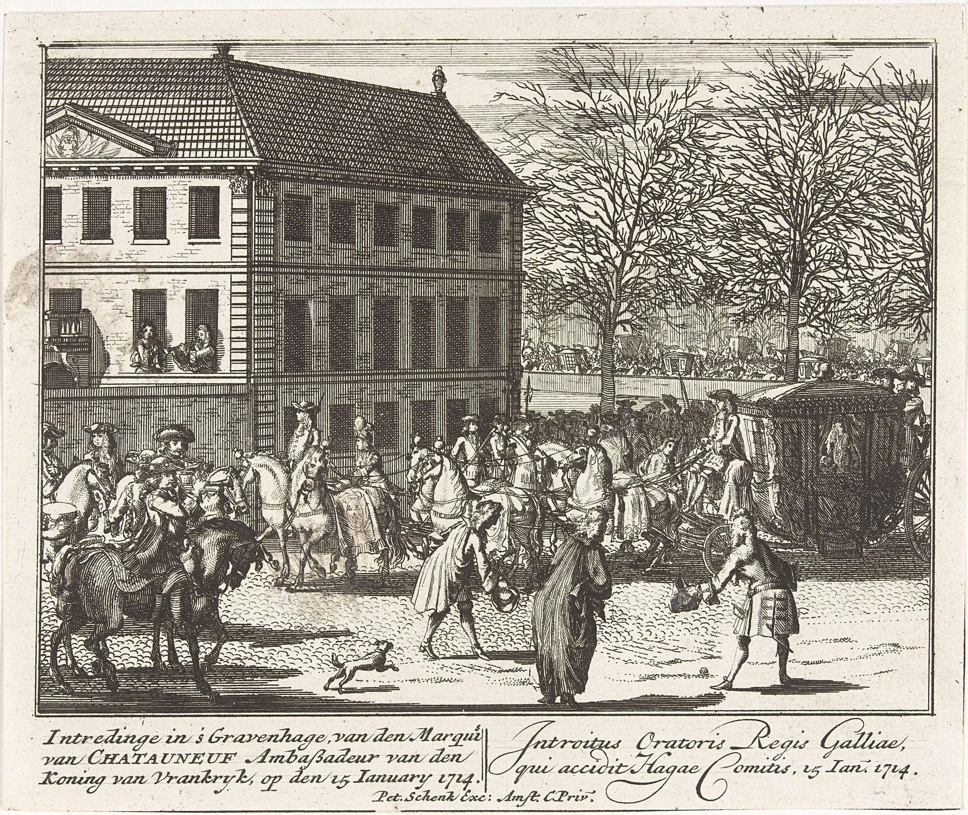 Aankomst van de Franse ambassadeur te Den Haag, 1714 by Pieter Schenk