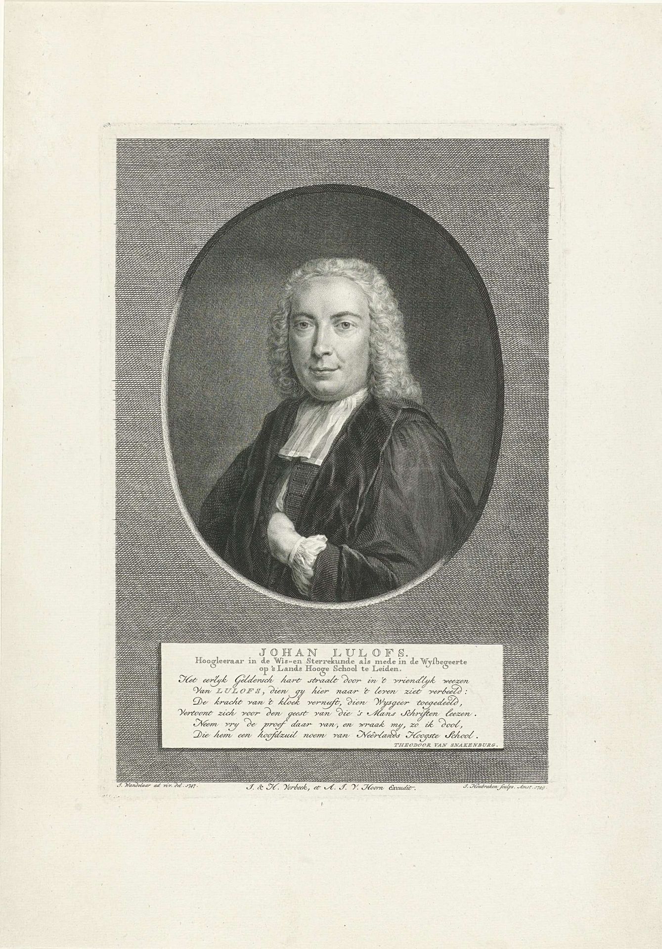 Portret van Johannes Lulofs by Jacob Houbraken