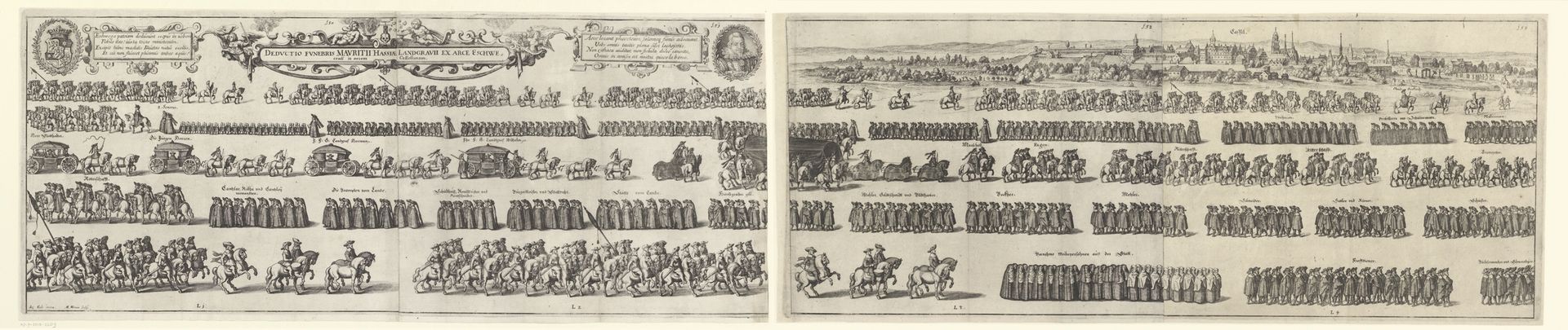 Begrafenisstoet van Maurits van Hessen-Kassel by Matthäus (I) Merian