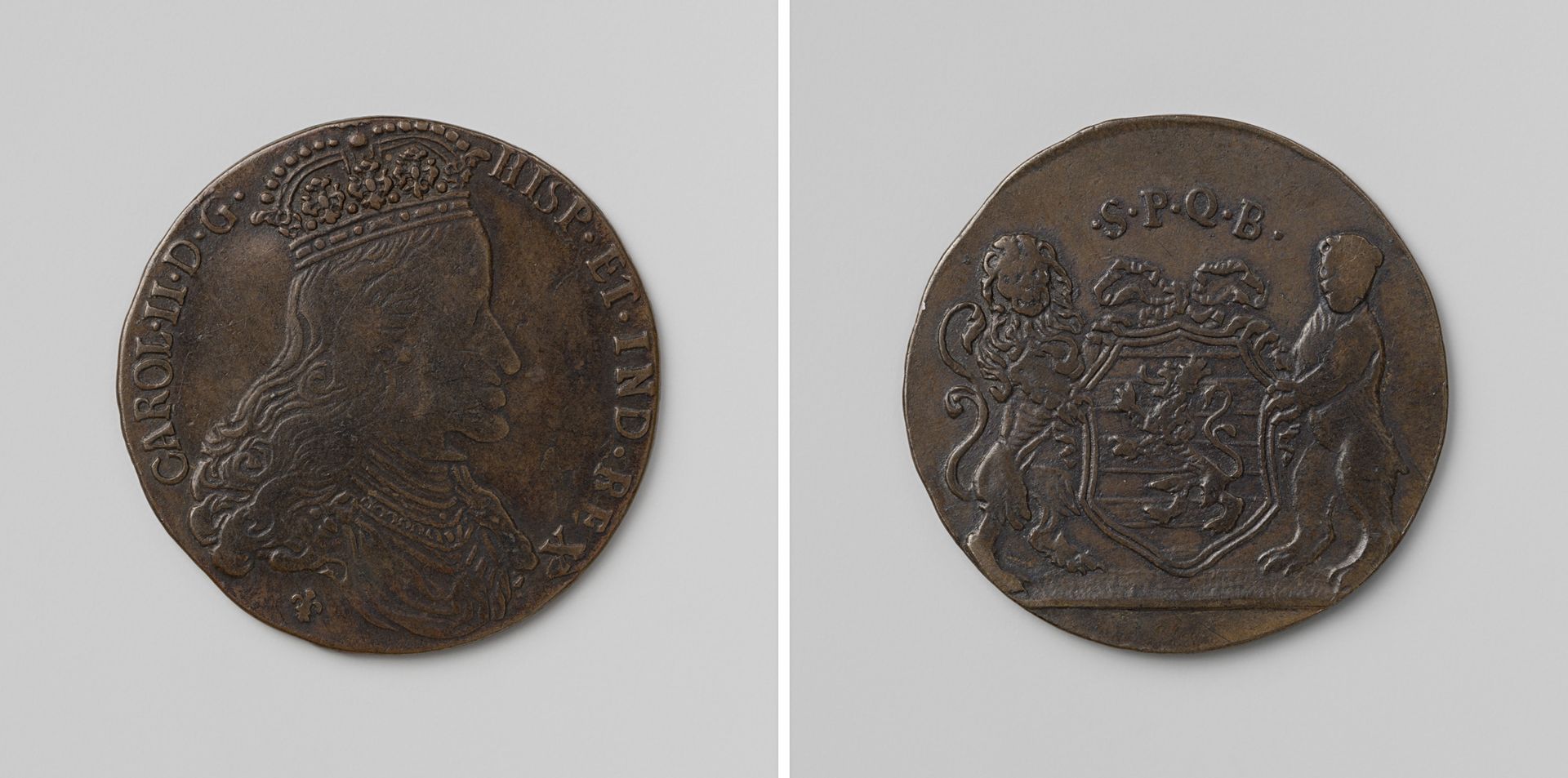 Karel II, koning van Spanje, rekenpenning geslagen op last van de stad Brugge by Philippe (II) Roëttiers