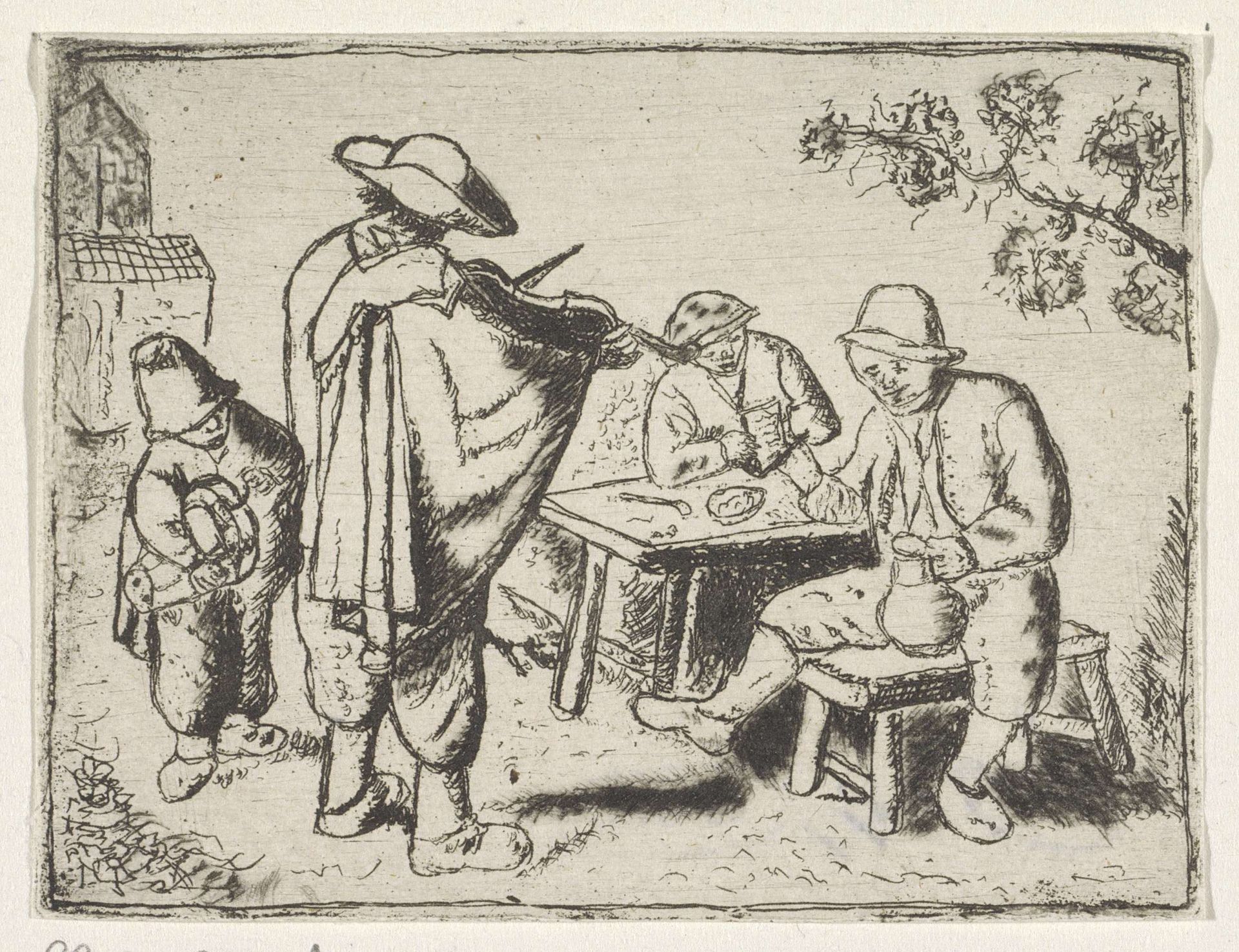 Vioolspeler en een jonge lierdraaier by Anonymous