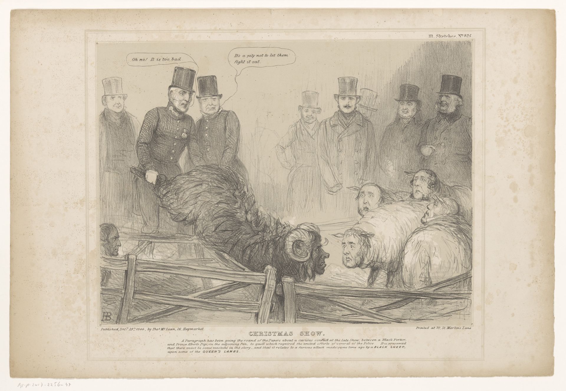 Spotprent met Lord Brougham als een zwarte ram by John Doyle