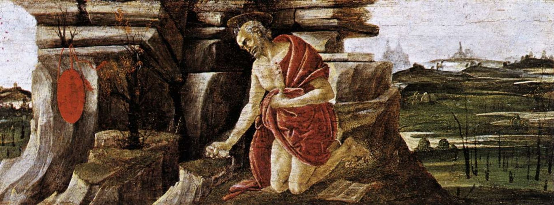 St Jerome in Penitence, predella panel from the Altarpiece of St Mark by Sandro Botticelli