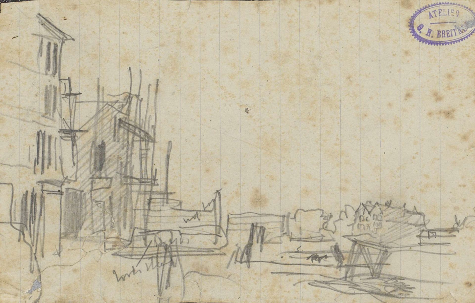 Huizen in aanbouw bij de Jan Pieter Heijestraat by George Hendrik Breitner