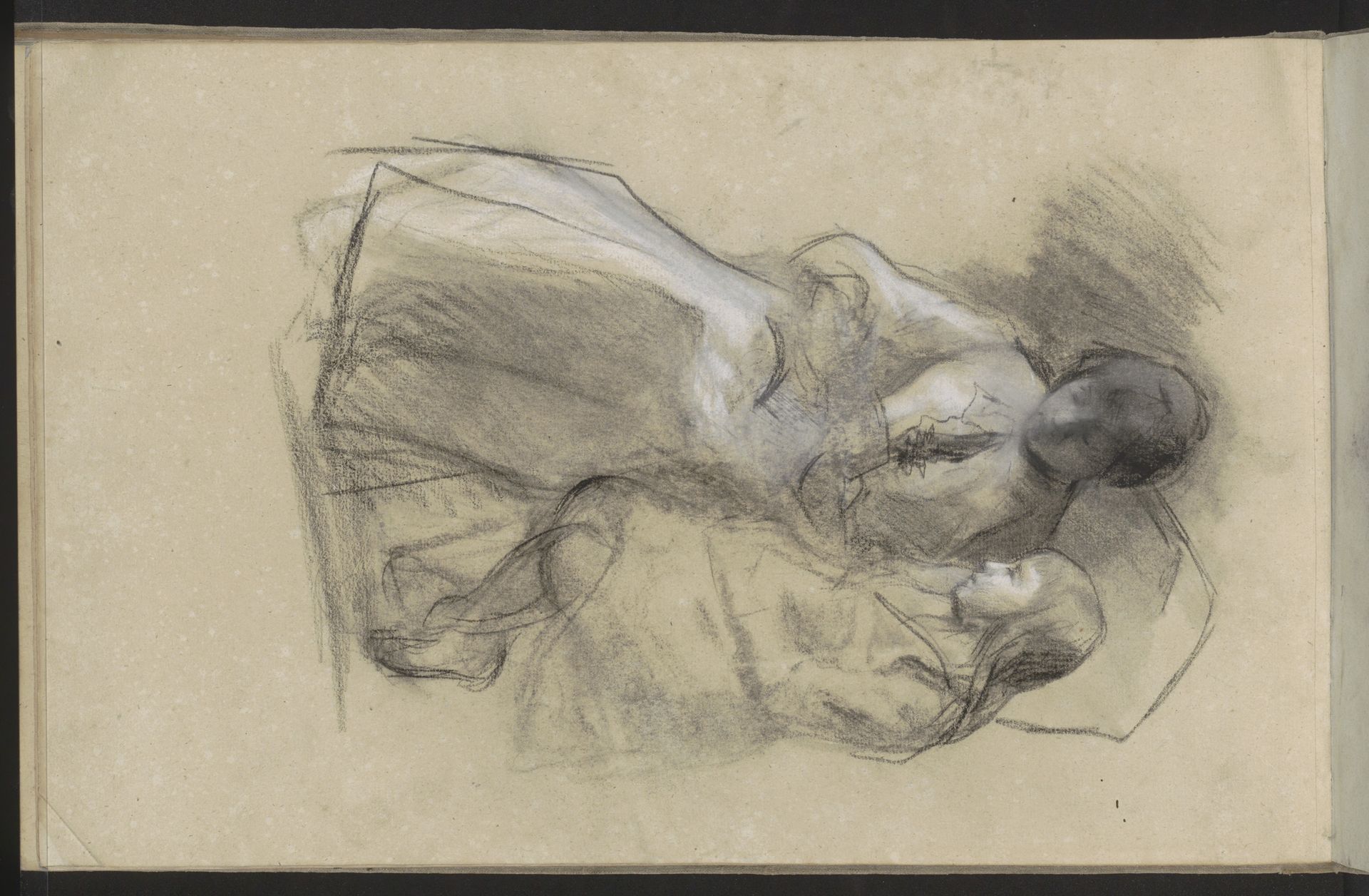 Moeder met een meisje op schoot by Albert Neuhuys