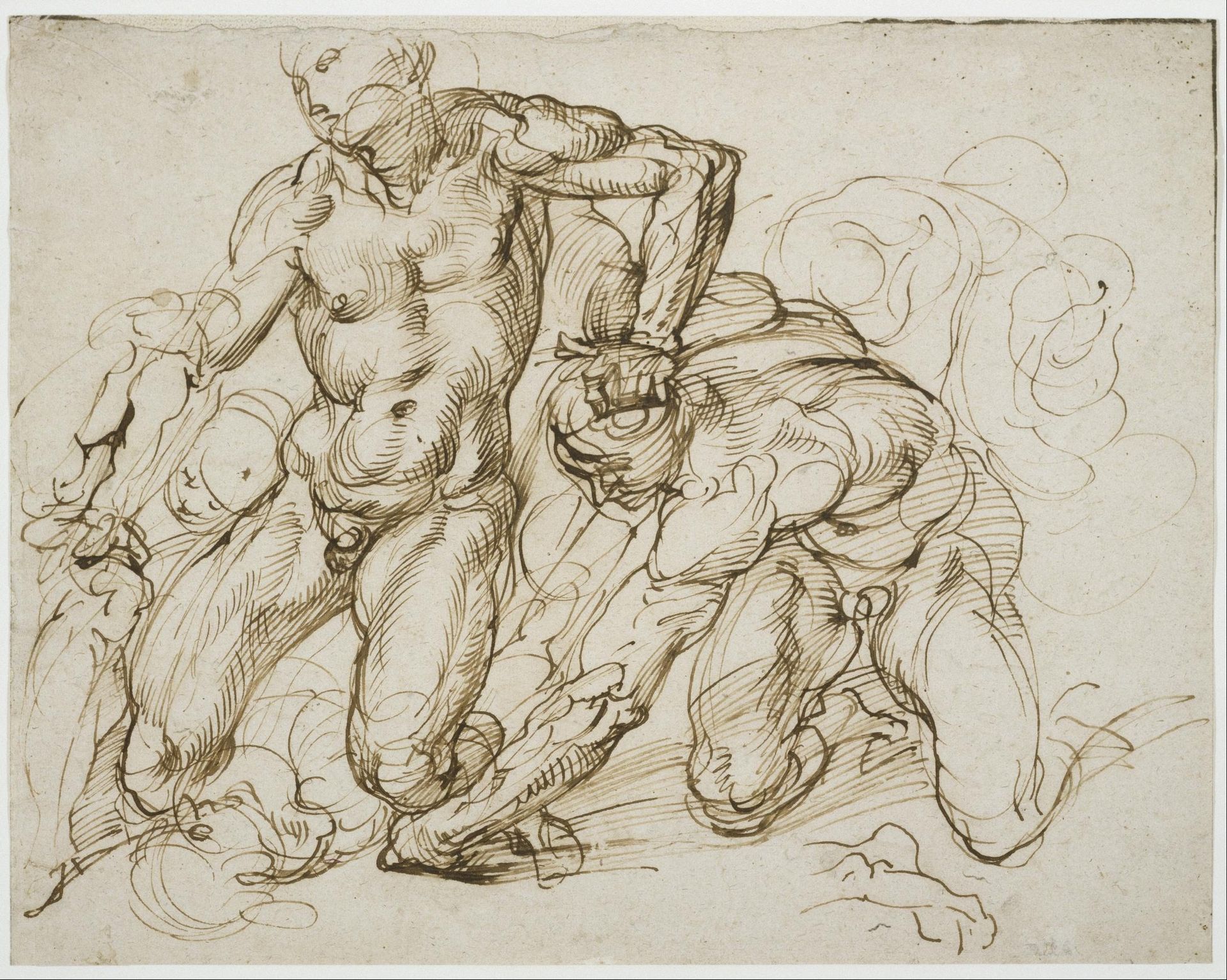 Study of Male Nudes Fighting by Bartolomeo Passerotti