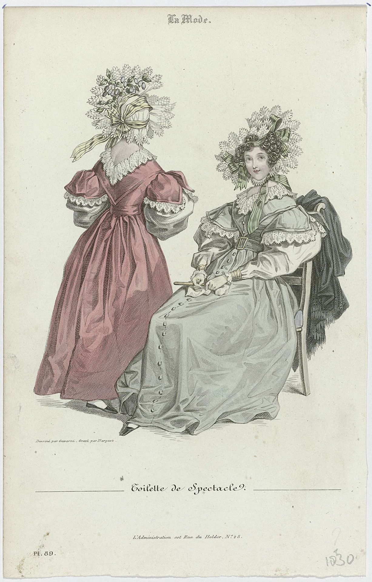 La Mode, 1830, Pl. 89 : Toilette de Spectacle by Jean-Denis Nargeot