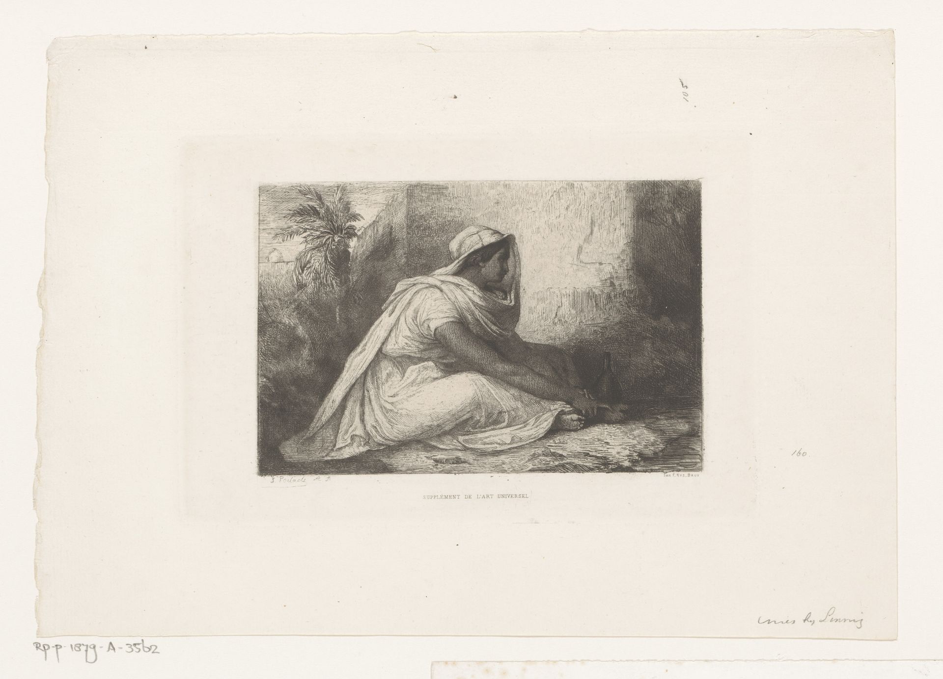 Zittende Arabische vrouw by Jean-François Portaels