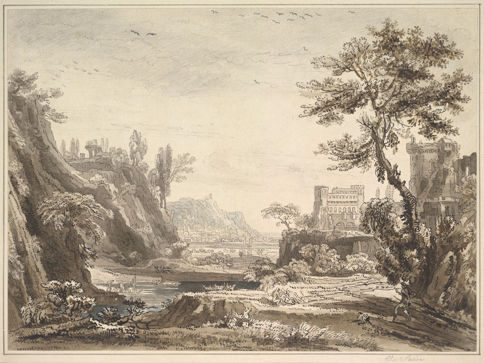 Classical Landscape by Jean-Baptiste-Claude Chatelain