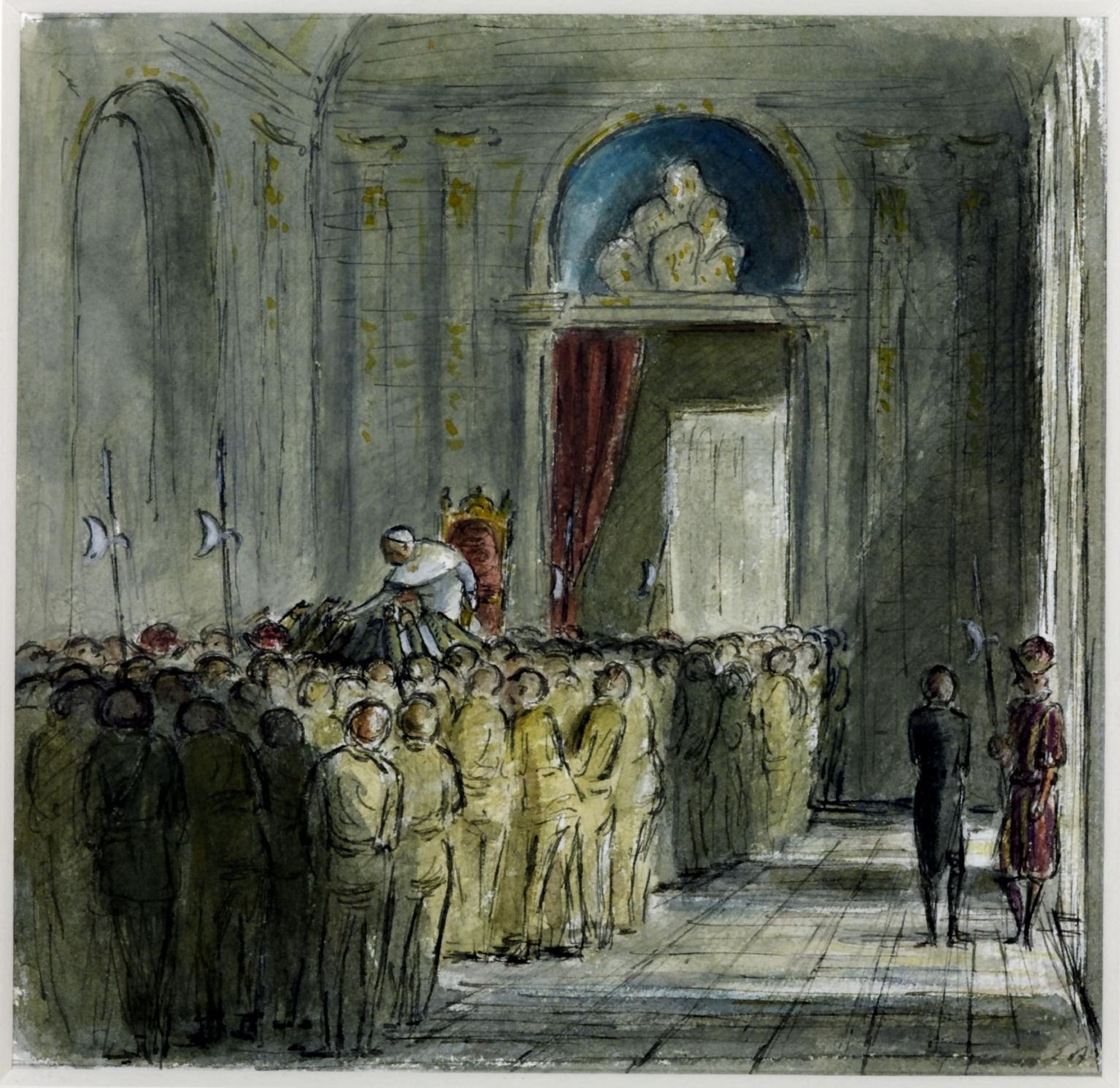 Soldiers Holding Up Rosaries to be Blessed at a Papal Audience by  Edward Ardizzone