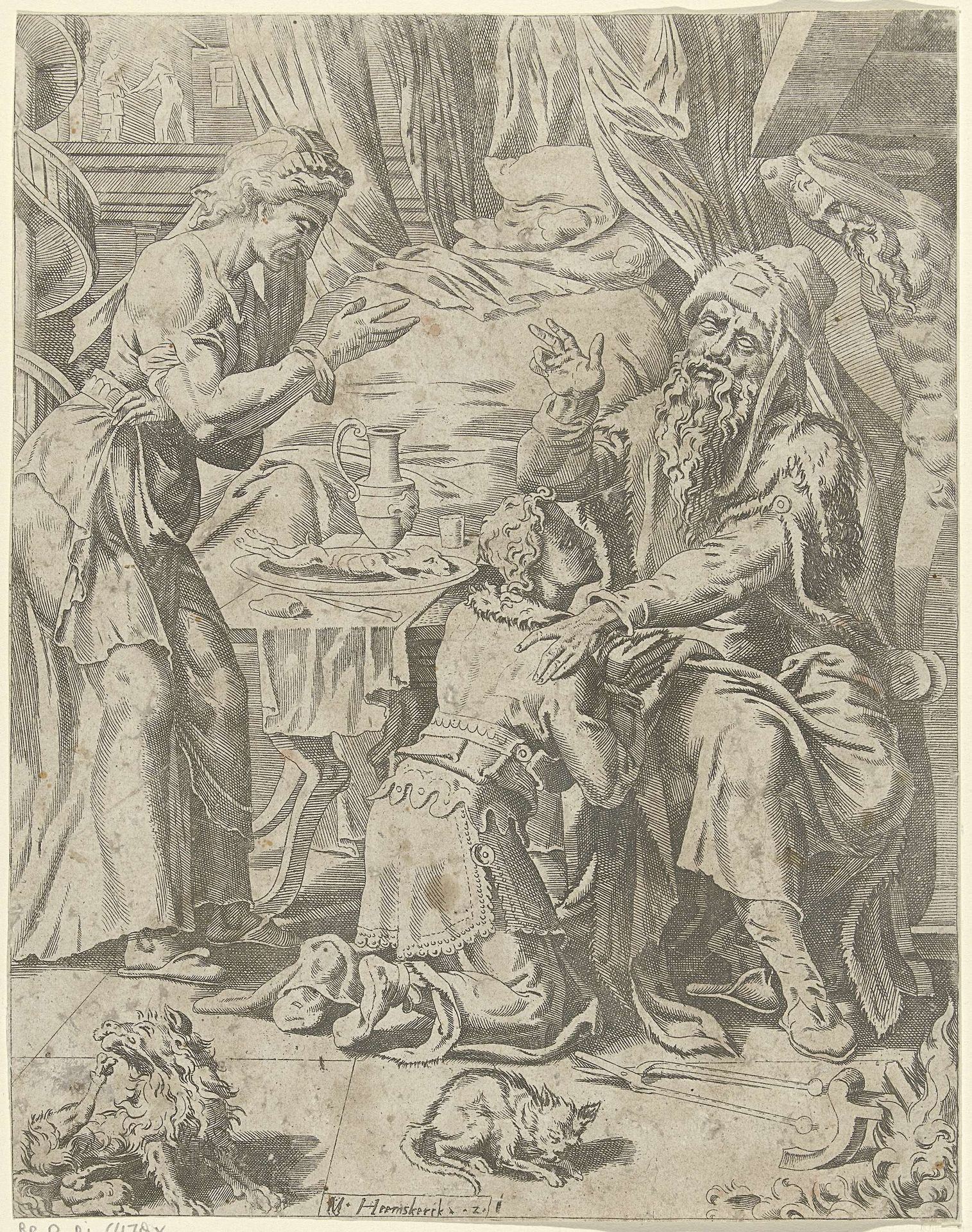 Isaak zegent Jakob by Dirck Volckertsz Coornhert