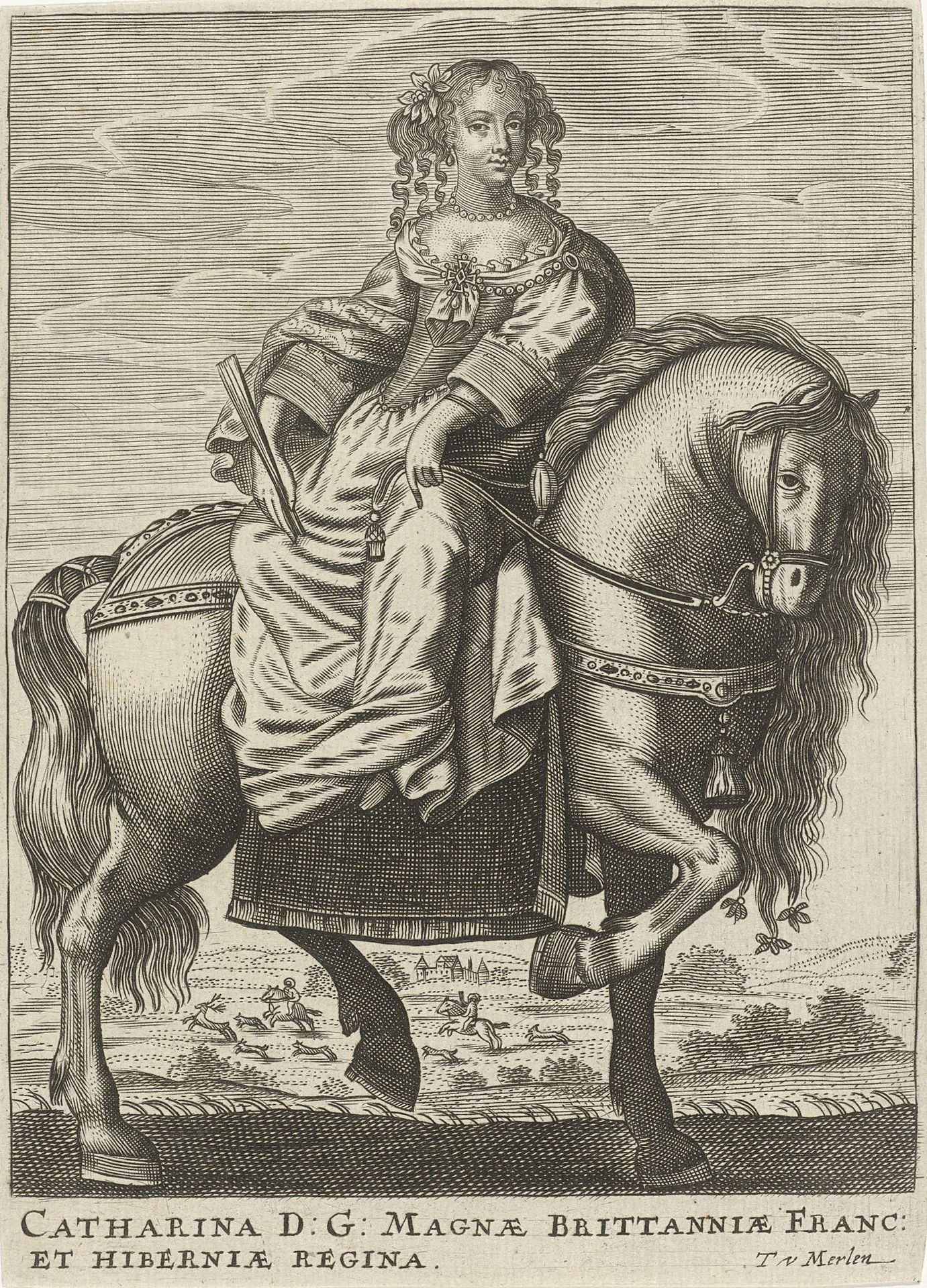 Portret van Catharina van Braganza, koningin van Engeland by Theodor van (II) Merlen
