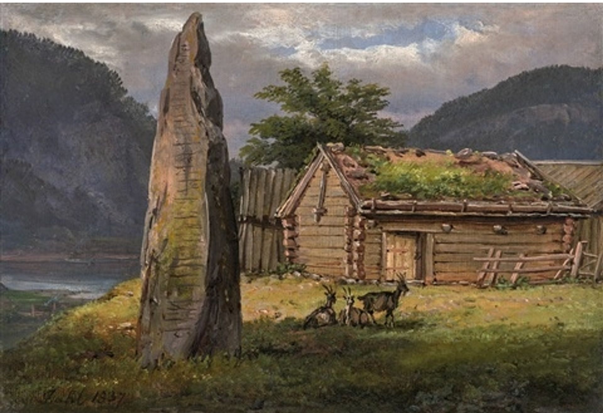 Menhir in a Fjord Landscape by Johan Christian Dahl