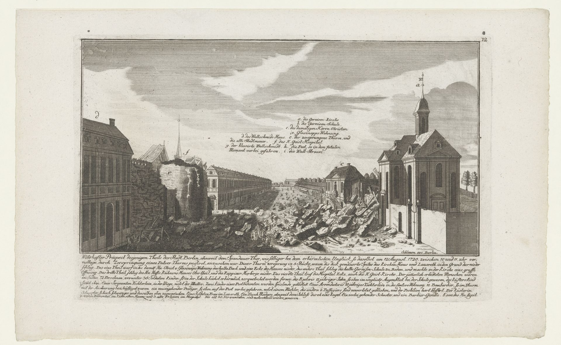 De ontploffing van de kruittoren aan de Wallstrasse, te Berlijn by Anonymous
