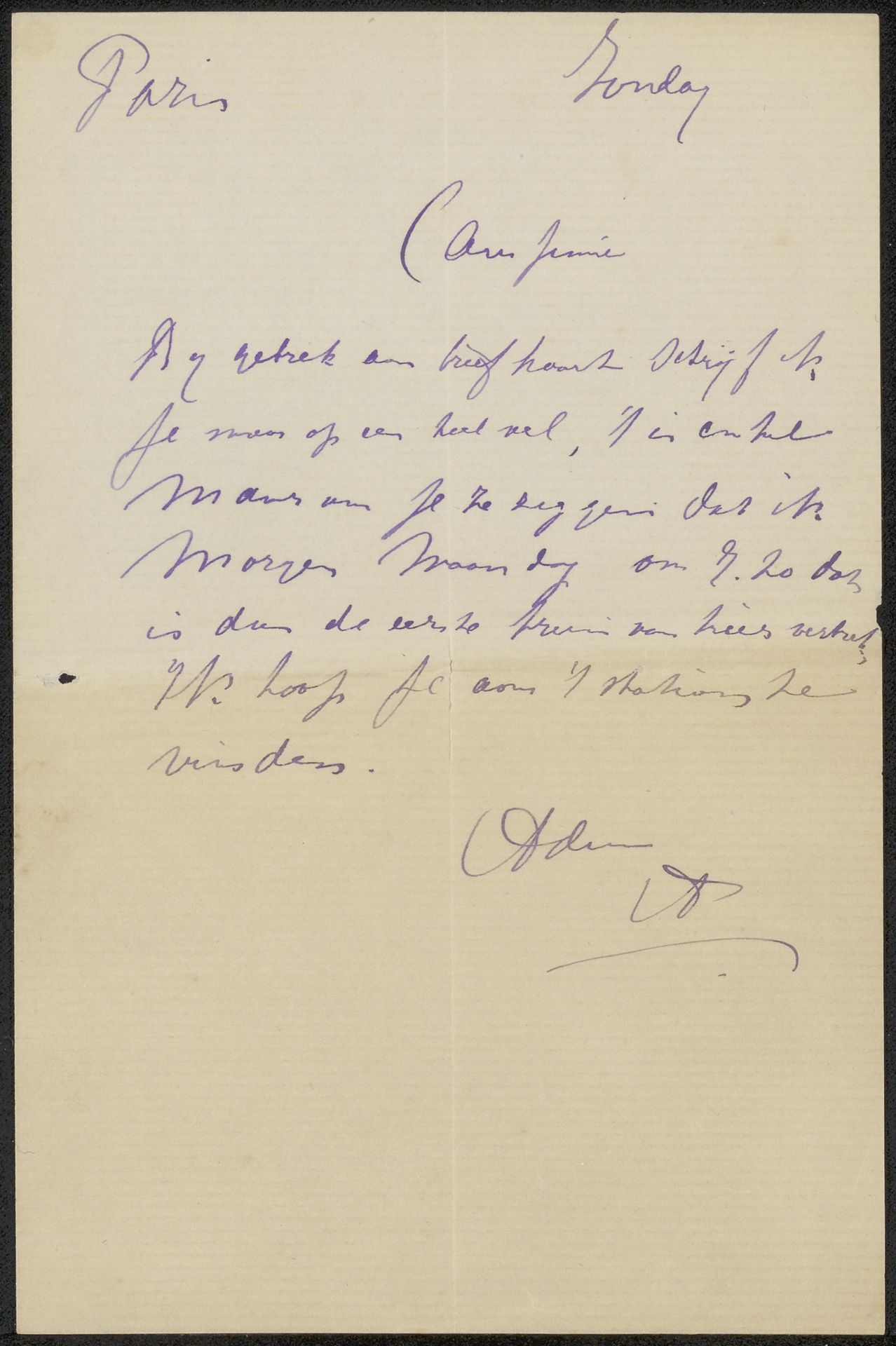 Brief aan Philip Zilcken by Adriaan Pit