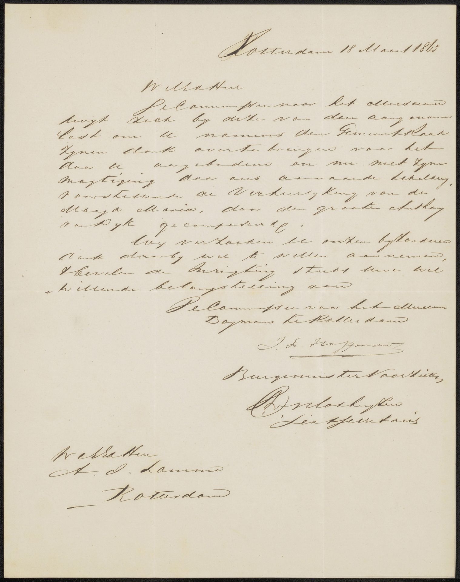 Brief aan Ary Johannes Lamme by Dirk Vis Blokhuyzen