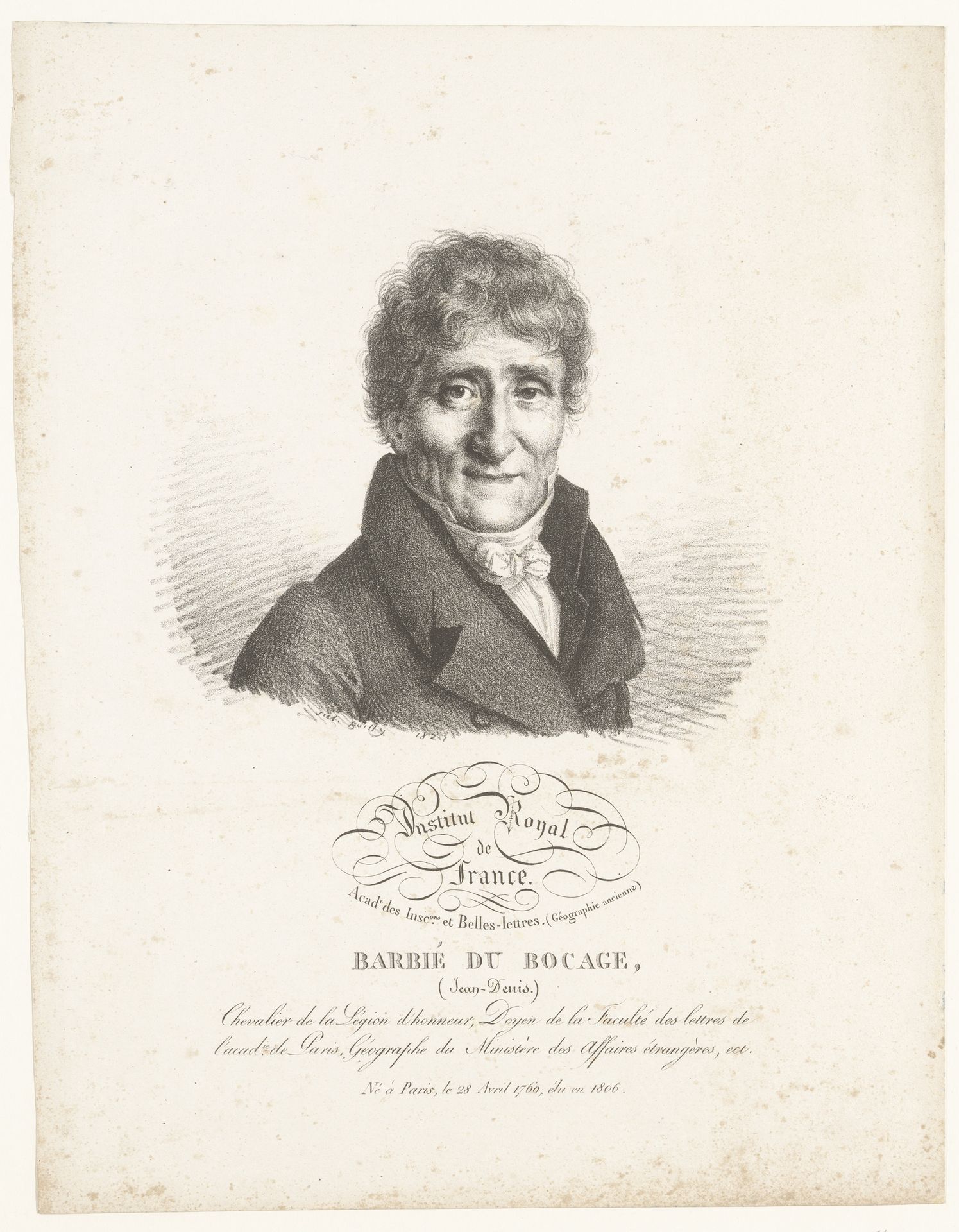 Portret van de geograaf Jean-Denis Barbié du Bocage by Julien-Léopold Boilly