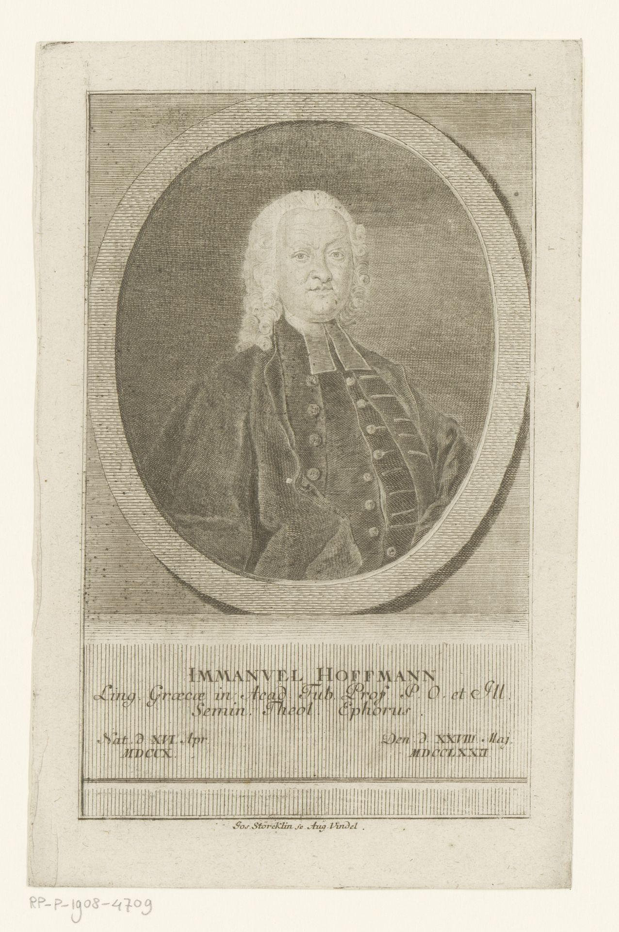 Portret van Immanuel Hoffmann by Johann Joseph Störchlin