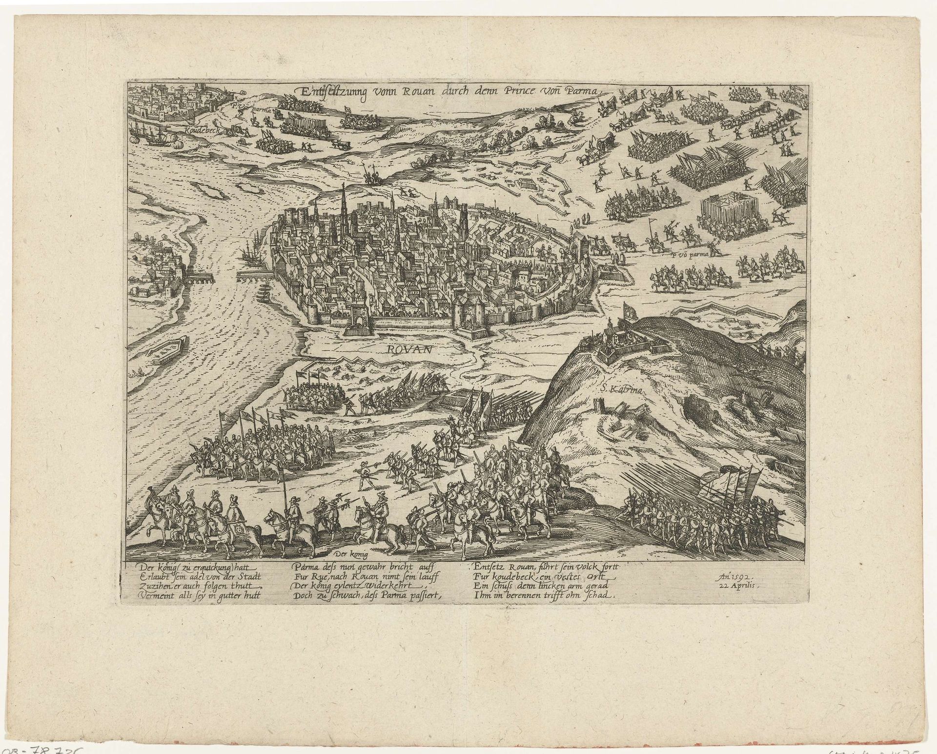 Rouen door de hertog van Parma ontzet, 1592 by Frans Hogenberg