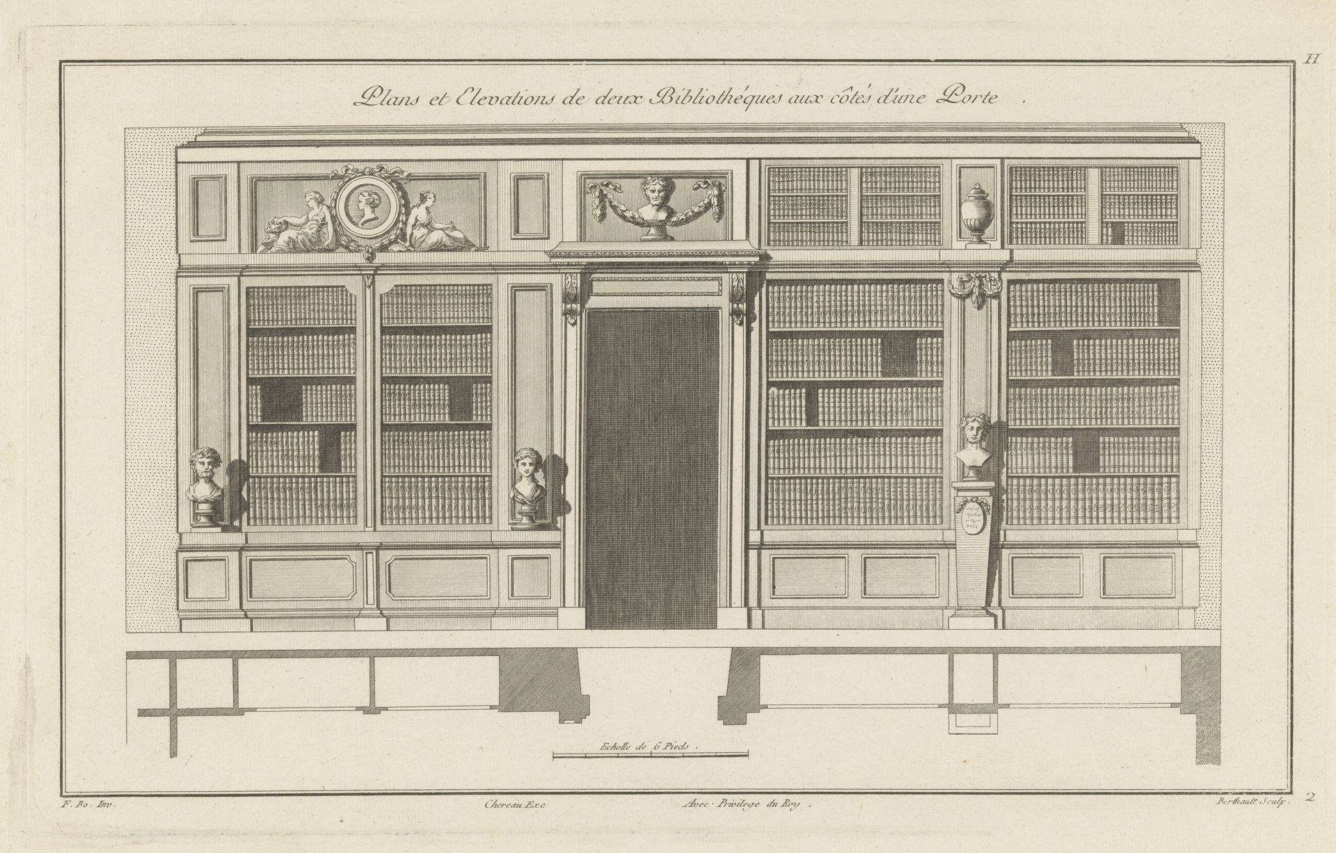 Deur en twee boekenkasten by Pierre Gabriel Berthault