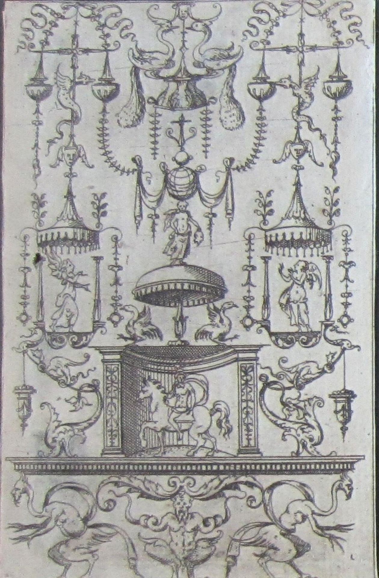 Grotesque with a Semicircular Niche with a Horse and Rider by Jacques Androuet Du Cerceau
