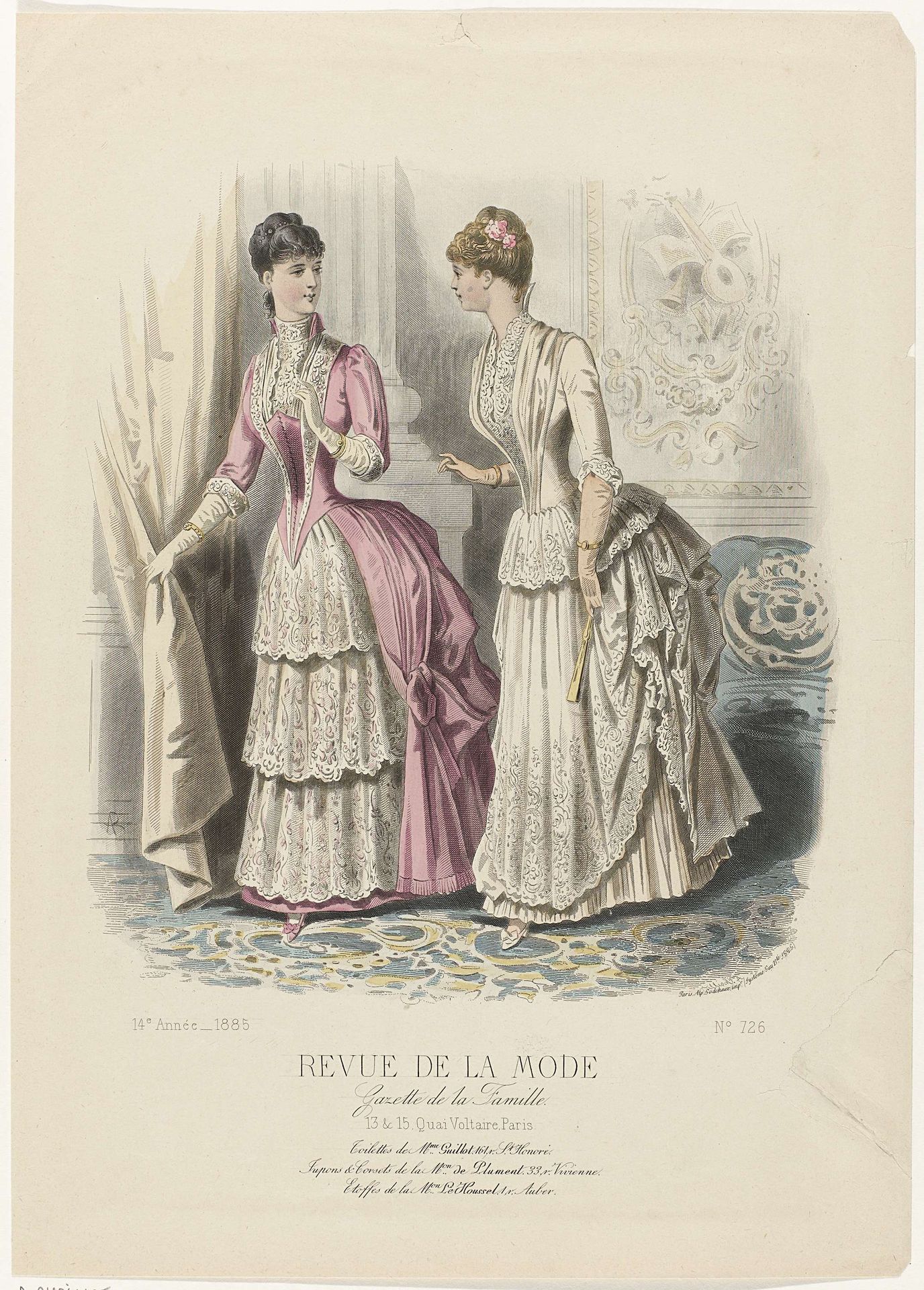Revue de la Mode, Gazette de la Famille, dimanche 29 novembre 1885, 14e Année, No. 726: Toilettes de Mme Guillot (...) by A. Chaillot