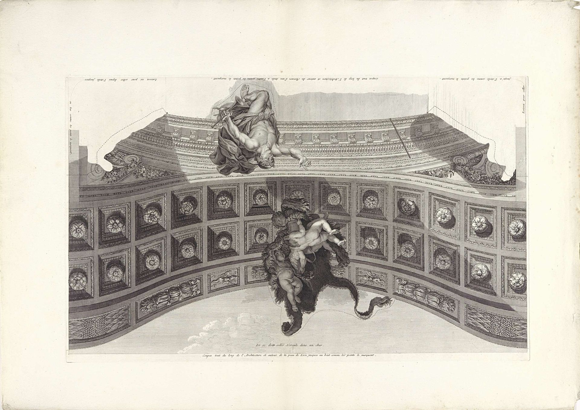 Mercurius met een trompet en putti die de huid van de Nemeïsche leeuw dragen by Bernard Picart