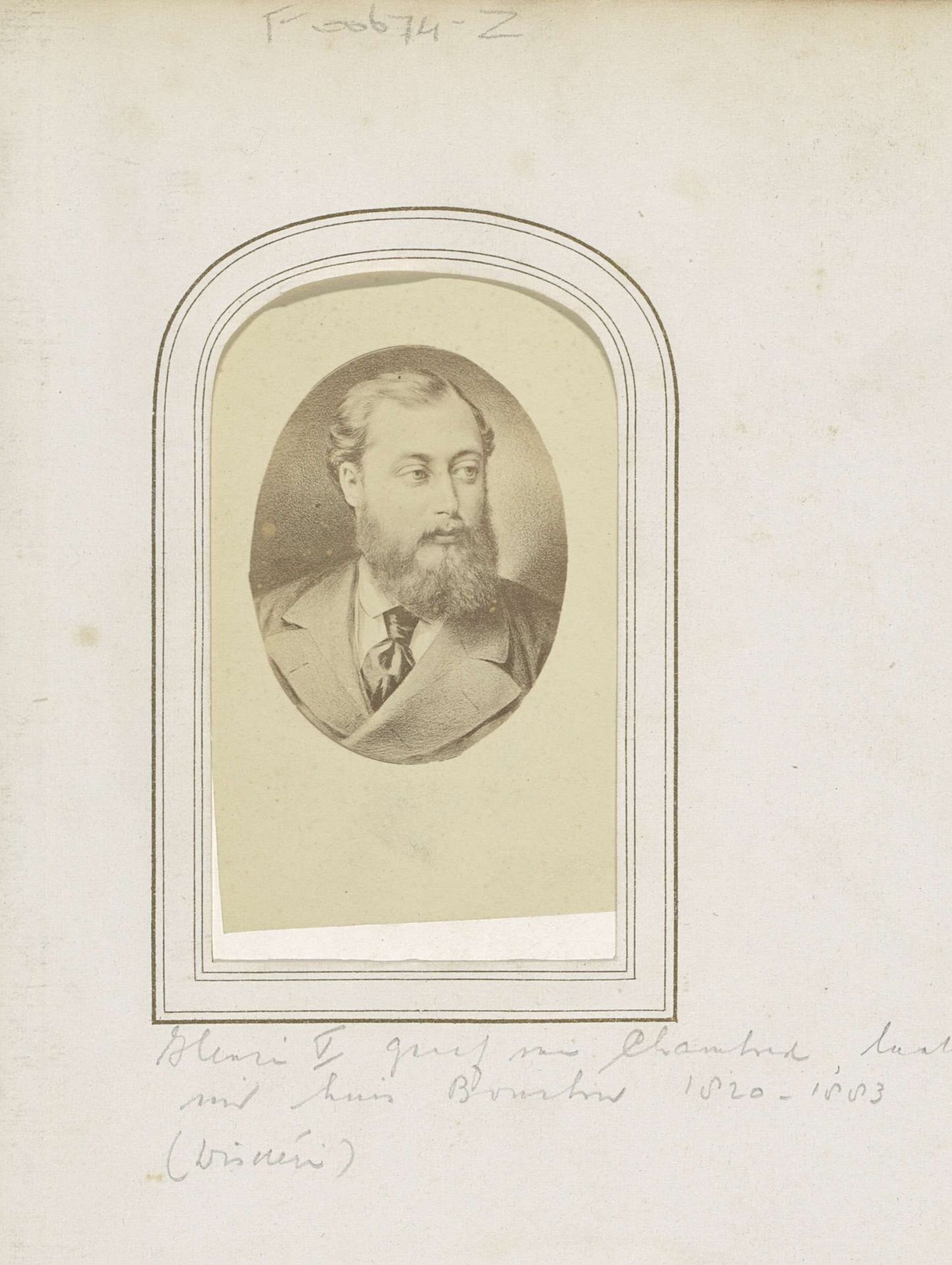 Fotoreproductie van (vermoedelijk) een getekend portret van Hendrik van Artois Bourbon, graaf van Chambord en Frans troonpretendent by André-Adolphe-Eugène Disdéri